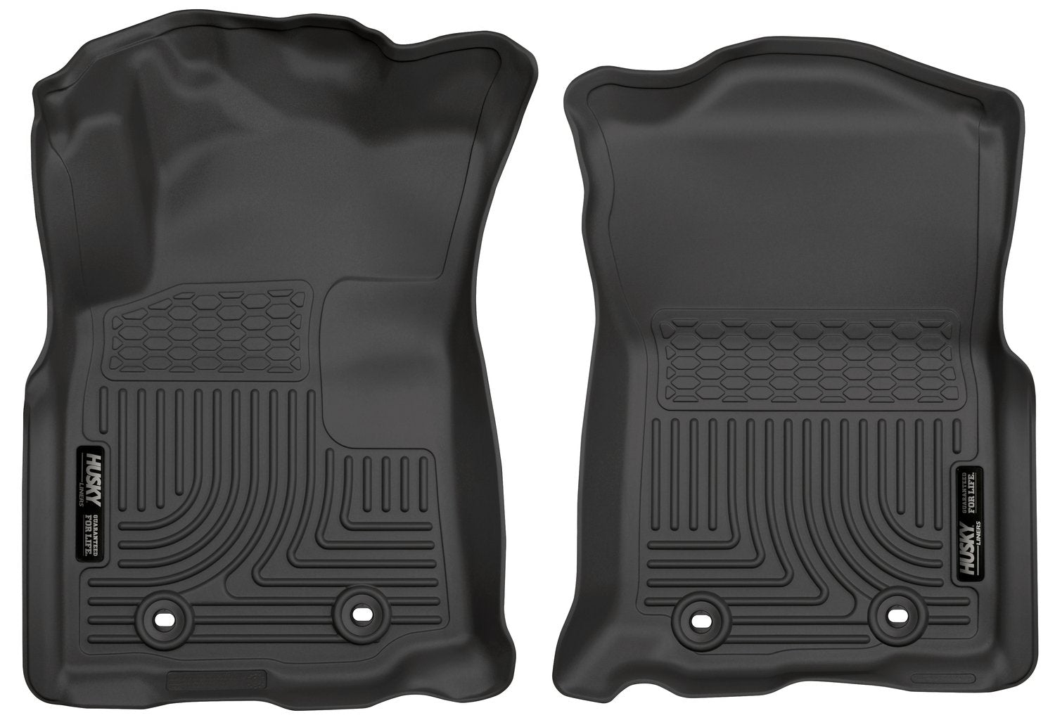 Husky Liners Floor Mats Weatherbeater | Fits 2018 - 2024 Toyota Tacoma, DOUBLE CAB & ACCESS CAB ONLY (Manual Trans w/Shifter) | Front Row, 2-pc Black - 13981