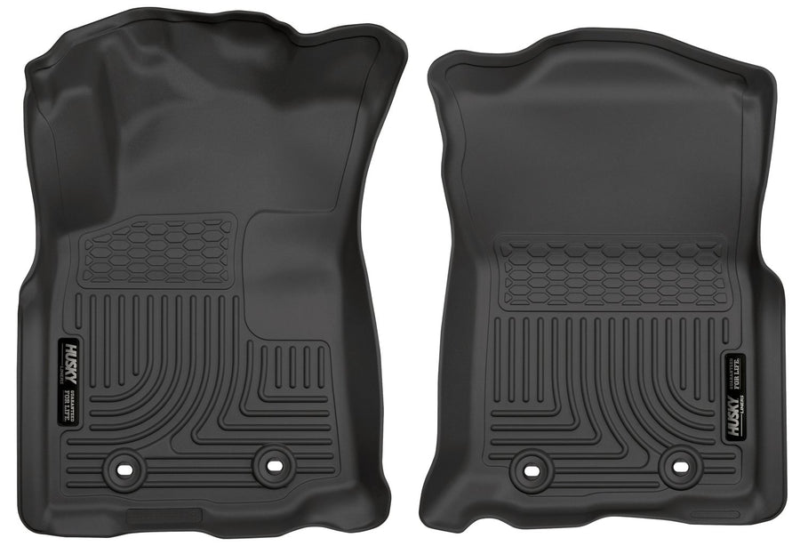 Husky Liners Floor Mats Weatherbeater | Fits 2018 - 2024 Toyota Tacoma, DOUBLE CAB & ACCESS CAB ONLY (Manual Trans w/Shifter) | Front Row, 2-pc Black - 13981