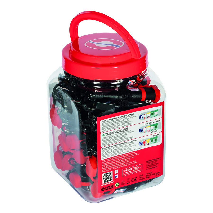 Optimate O-124JAR Monitor Permanent Power Sport Battery Lead with Integrated Battery Status/Charge System Monitor for 12V Lead-Acid