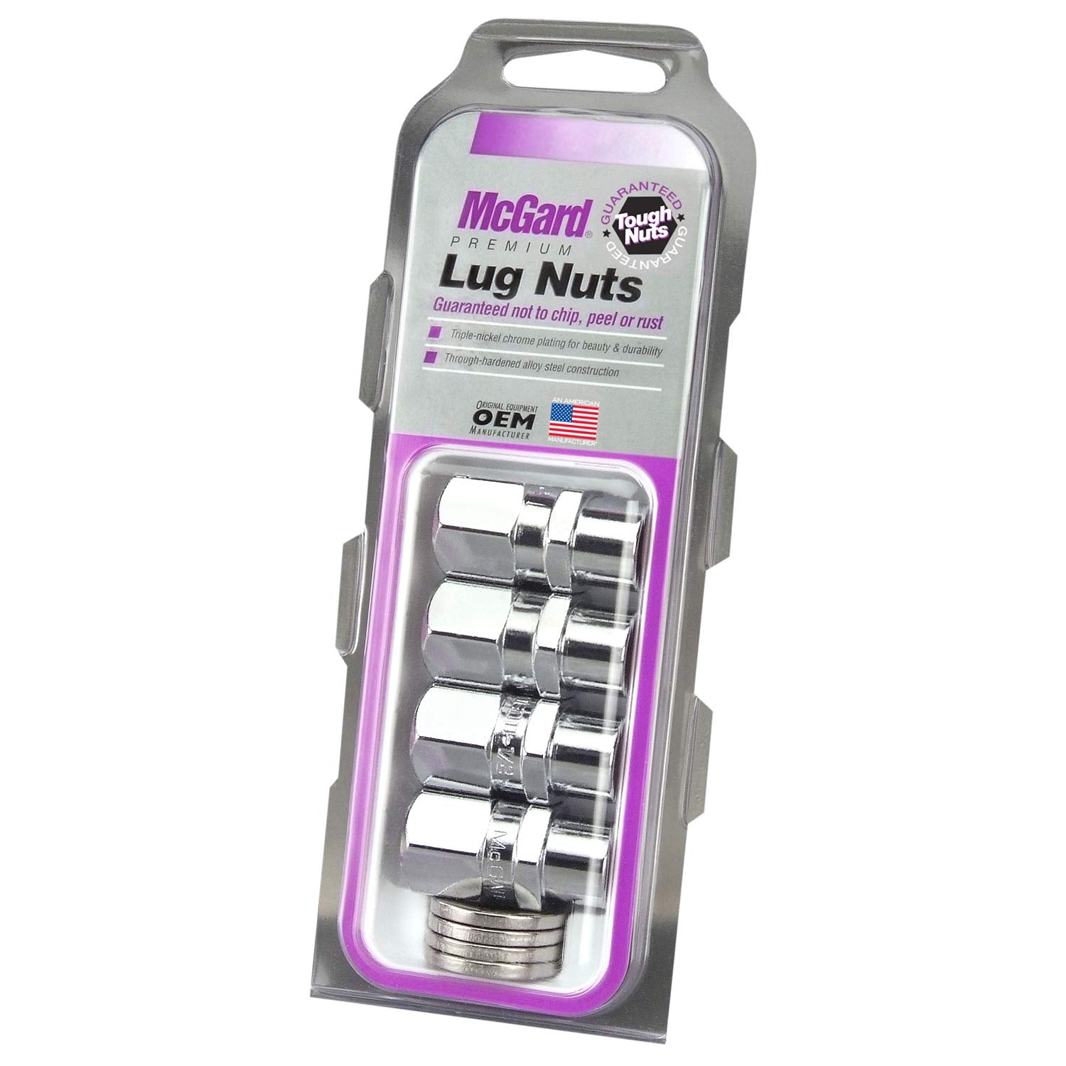 Chrome Racing MCGARD 60129 .490" Shank Style Lug Nut Set (M12 x 1.5 Thread Size) - Set of 4