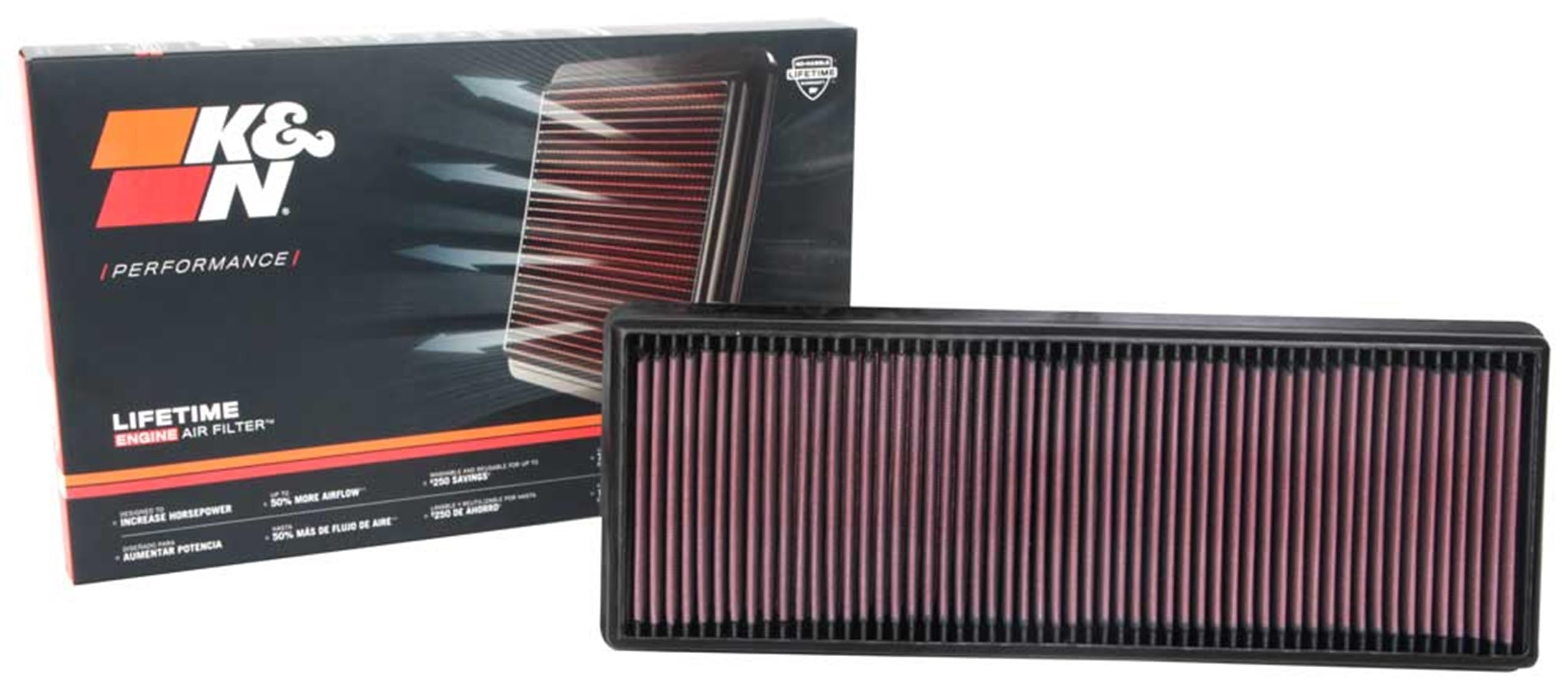 K&N Engine Air Filter: Replacement Car Air Filter, Reusable, Clean Every 75,000 Miles, Washable, Premium: Compatible with 2018-2021 CHEVROLET Express 2500/3500; 2018-2021 GMC Savana 2500/3500, 33-5114
