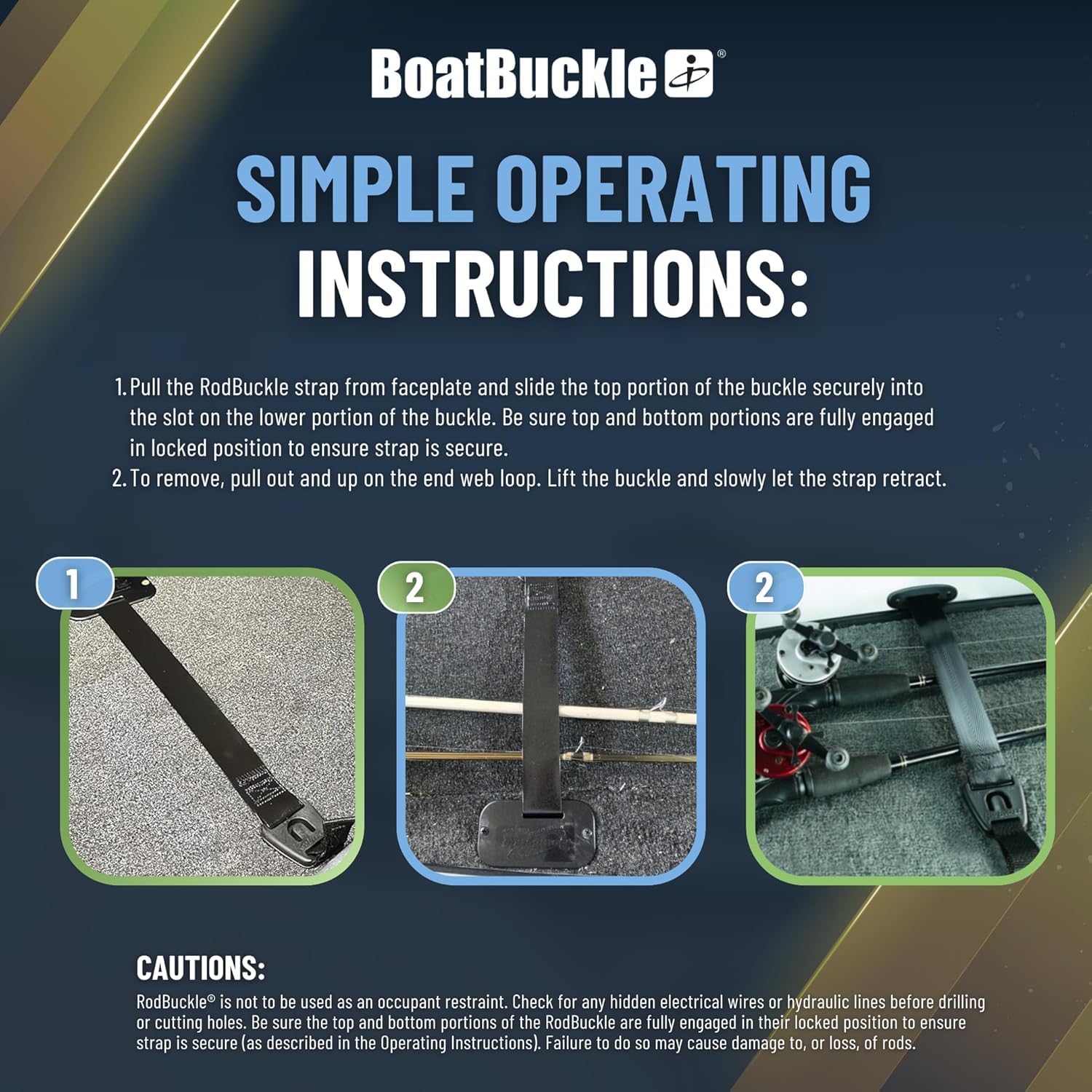 Gunwale/Deck Mount BoatBuckle F14200 Retractable Rod Tie-Down