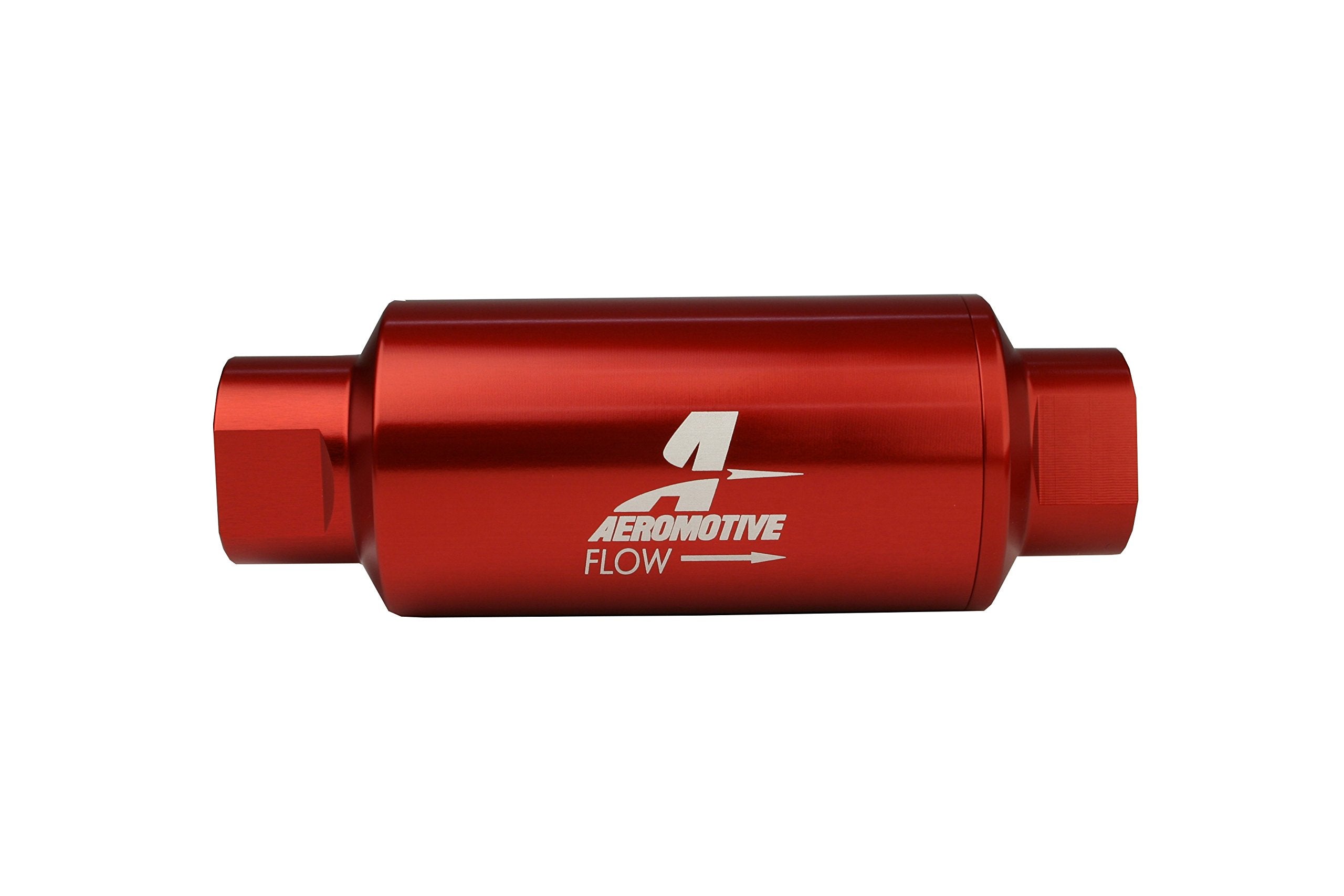 In-Line Aeromotive 12335 Filter, 40-Micron Stainless Mesh Element, ORB-10 Port, Bright-Dip Red, 2" OD