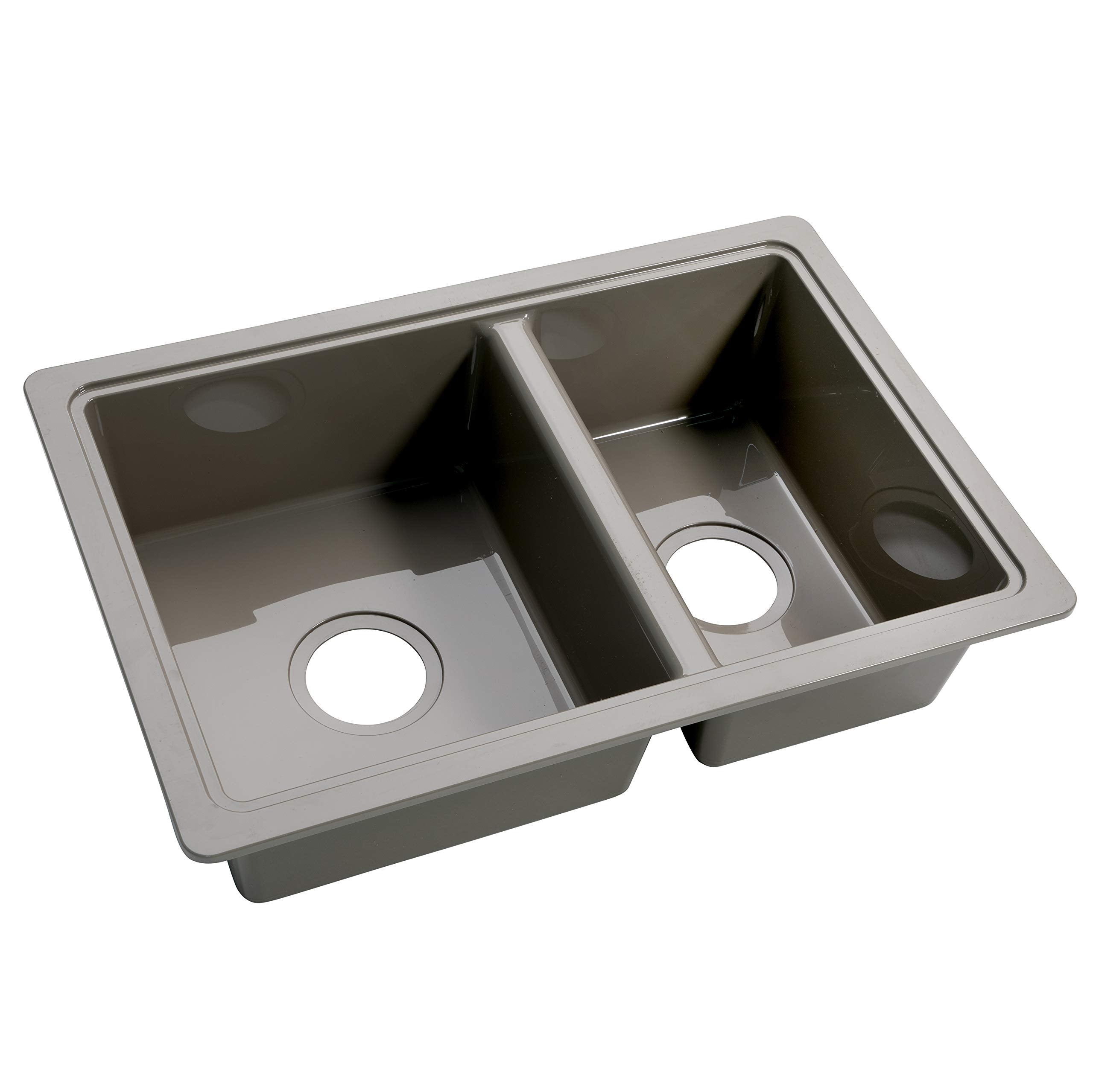 RV Double Kitchen Galley Sink CECIPA - 25" x 17" x 6.6" Stainless Steel Color ABS Plastic for 5th Wheel, Travel Trailer, Camper
