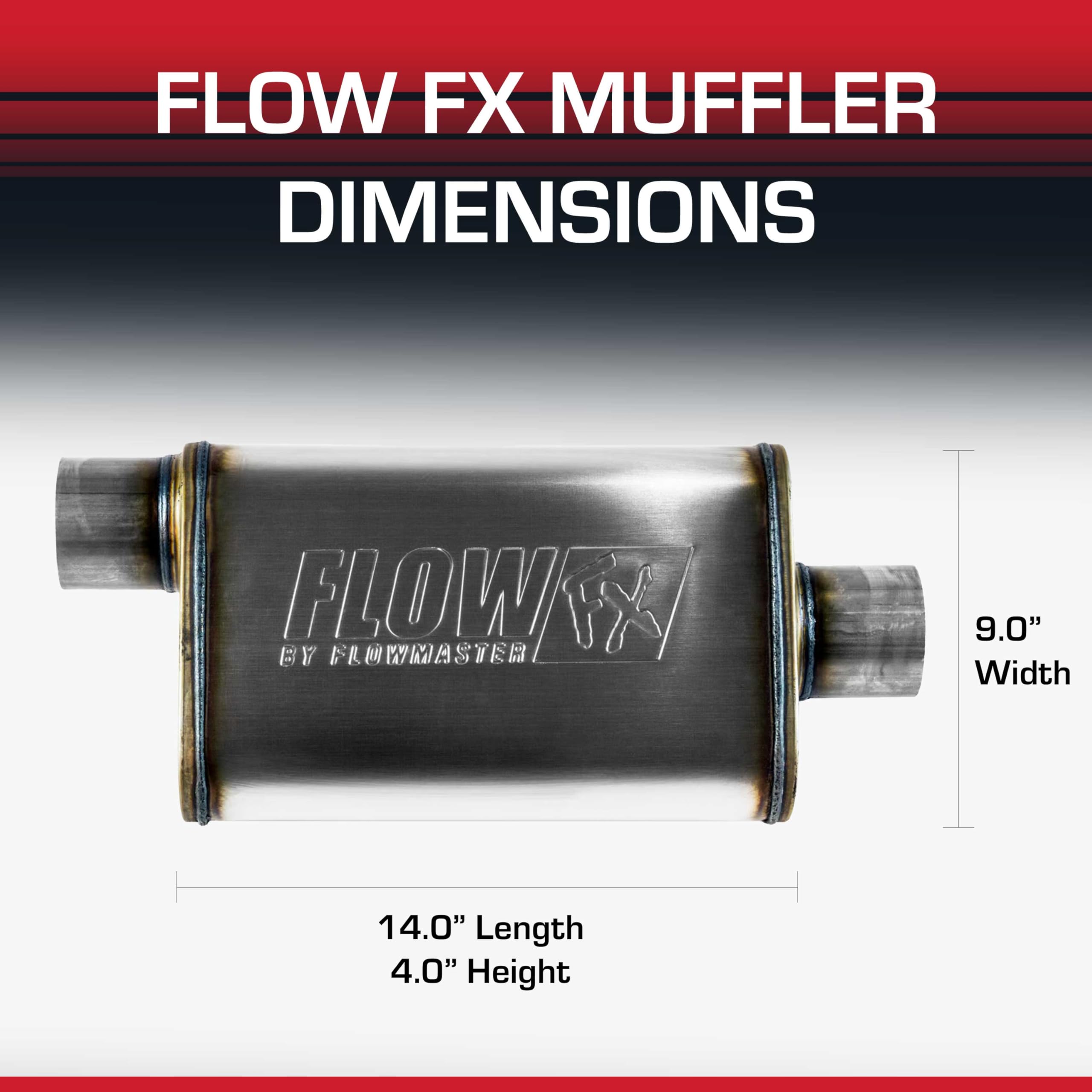 Flowmaster Chambered FX Muffler – 3.00” Offset In / 3.00” Center Out – Moderate Sound – Stainless Steel – Affordable Performance for Modern Trucks, Muscle Cars & Daily Drivers (71229)