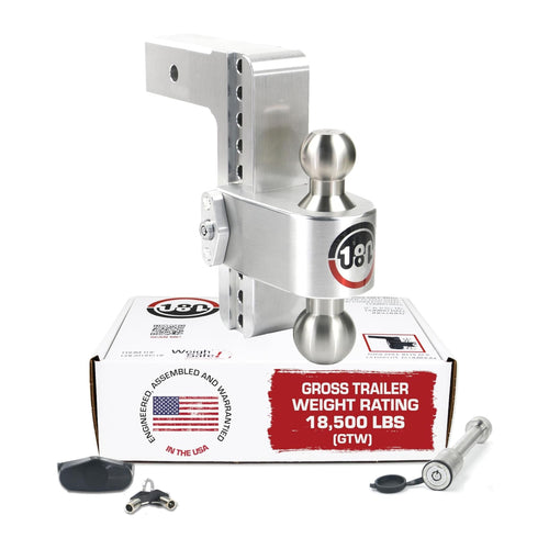 Weigh Safe Adjustable Hitch Trailer Ball Mount, 8" Adjustable Drop Hitch for 2.5" Receiver w/2 pc Keyed Alike Lock Set, Heavy Duty Aluminum Trailer Tow Hitch w/Stainless Steel Tow Balls,18,500 lbs GTW
