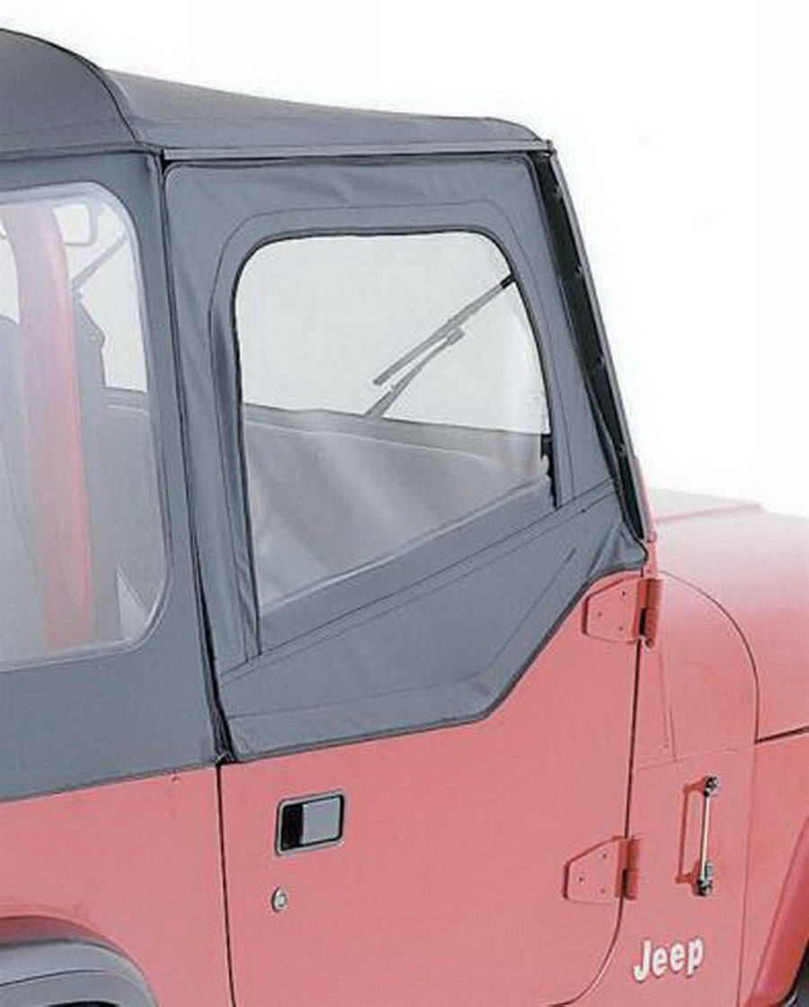 RAMPAGE PRODUCTS Door Skins Factory Replacement for Jeep Wrangler YJ | Clear Windows, Vinyl, Black Denim | 89615 | Fits 1987-1995 Jeep Wrangler YJ with Soft Upper Doors