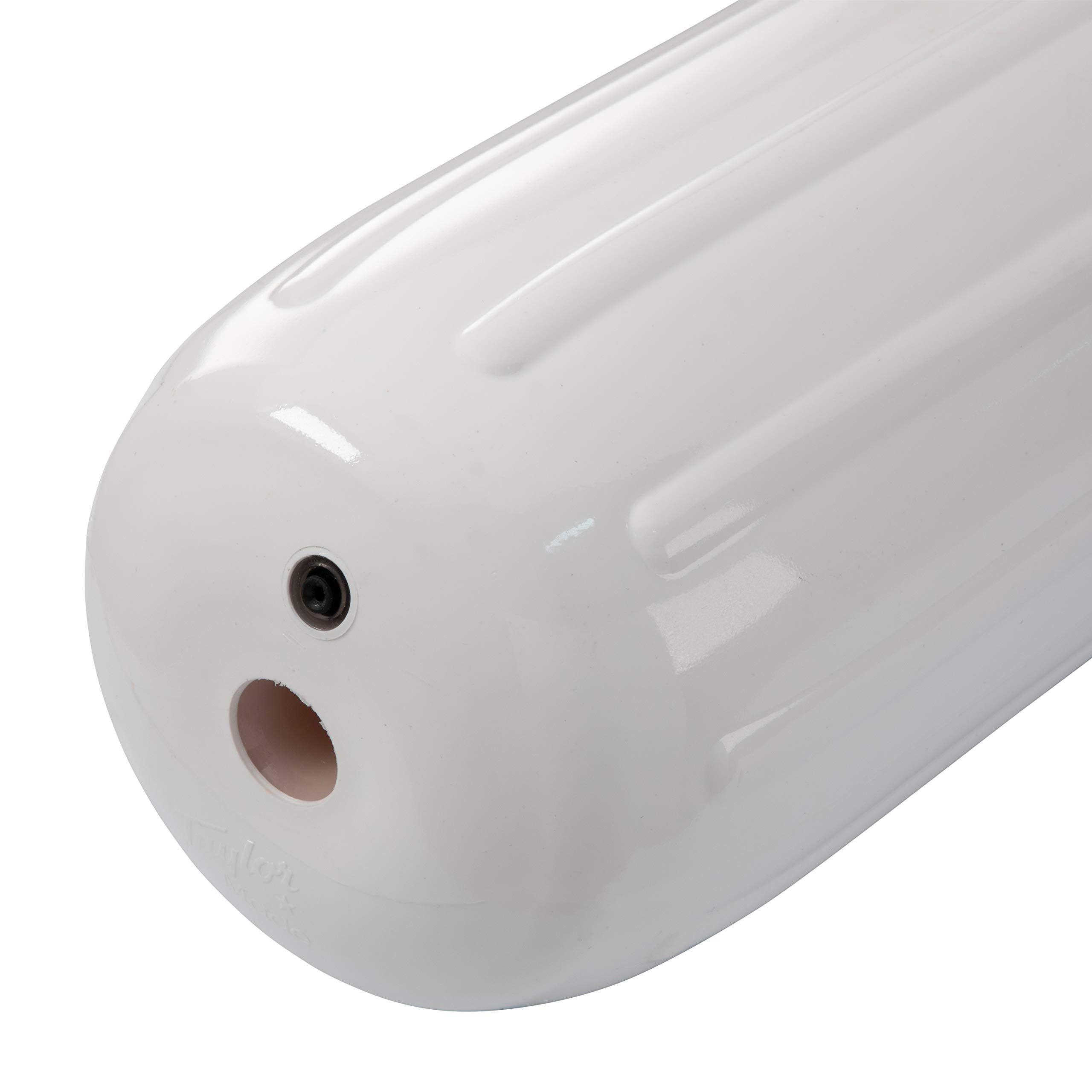 Big B Taylor Made Inflatable Boat Fender, White (10" x 26") End-to-End Line Passage Fits 5/8" Rope, Hangs Horizontally or Vertically, Ribbed Technology, Needle Valve, Marine-Grade Vinyl - 1032