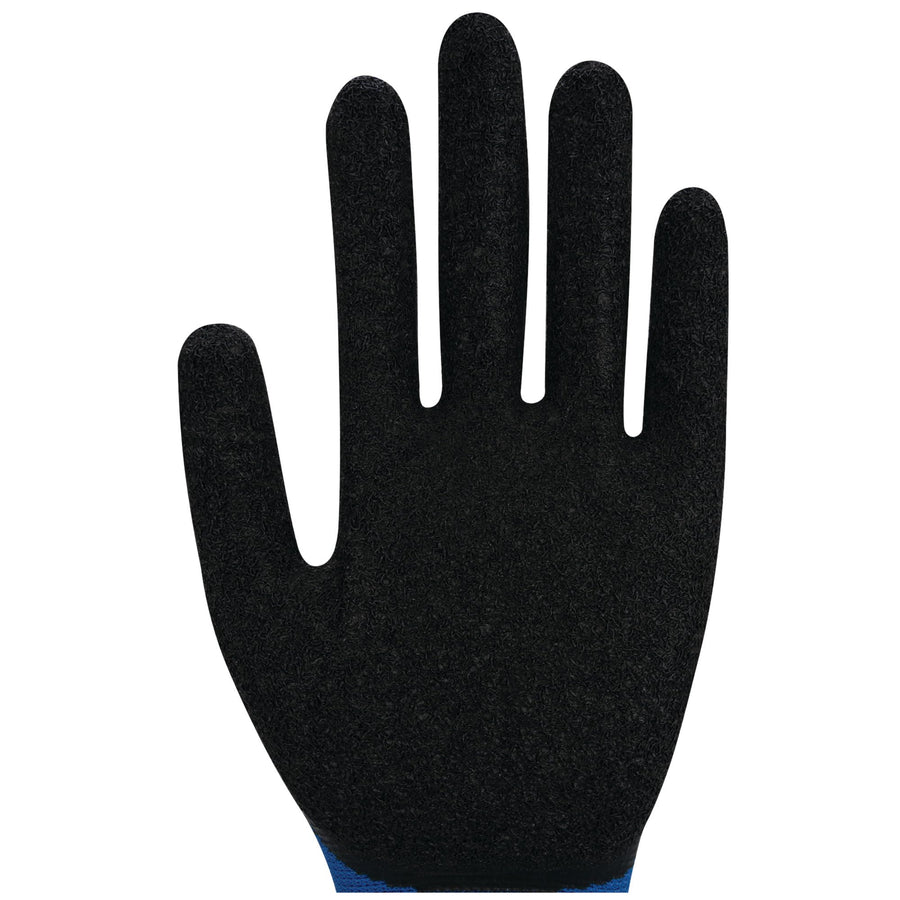 W89025 Performance Tool L/XL Latex-Coated Utility Gloves, Polyester Knit, Grip Coating, Flexible, Blue/Black