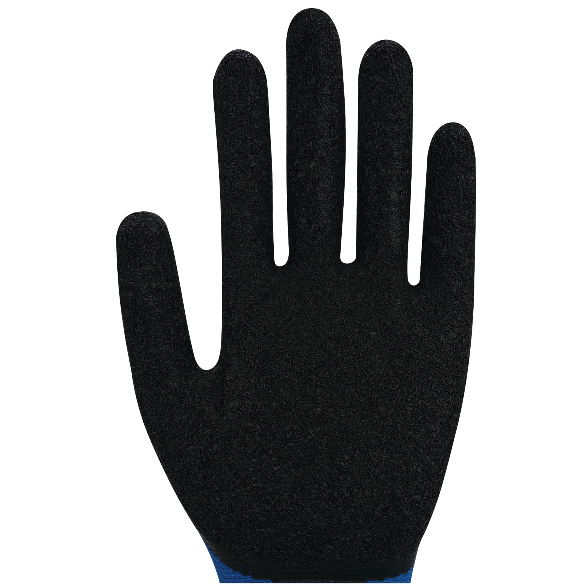 W89025 Performance Tool L/XL Latex-Coated Utility Gloves, Polyester Knit, Grip Coating, Flexible, Blue/Black