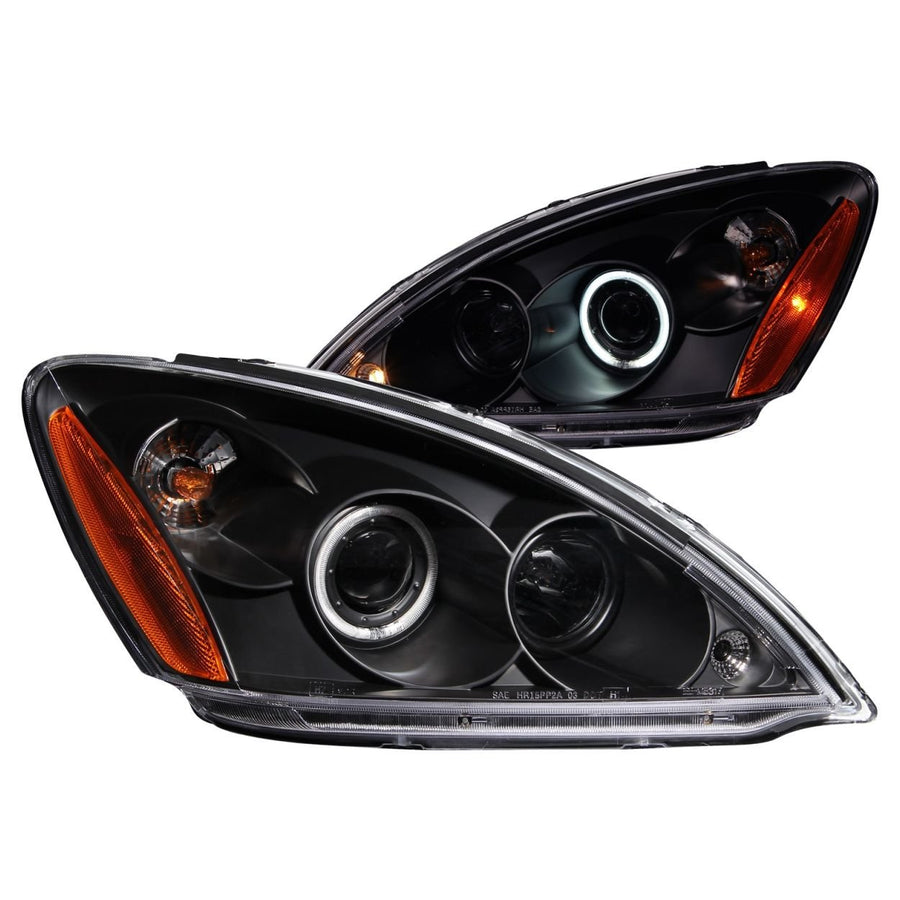 121102 ANZO USA Headlight Set w/CCFL Halo-Black Projector