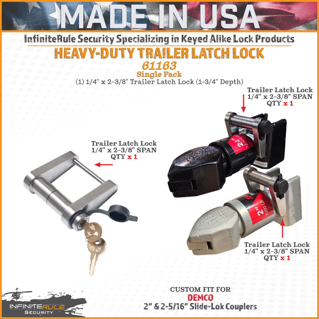 Trailer Latch Lock for DEMCO 2″ & 2-5/16″ Slide-Lok Couplers | InfiniteRule Security 61163