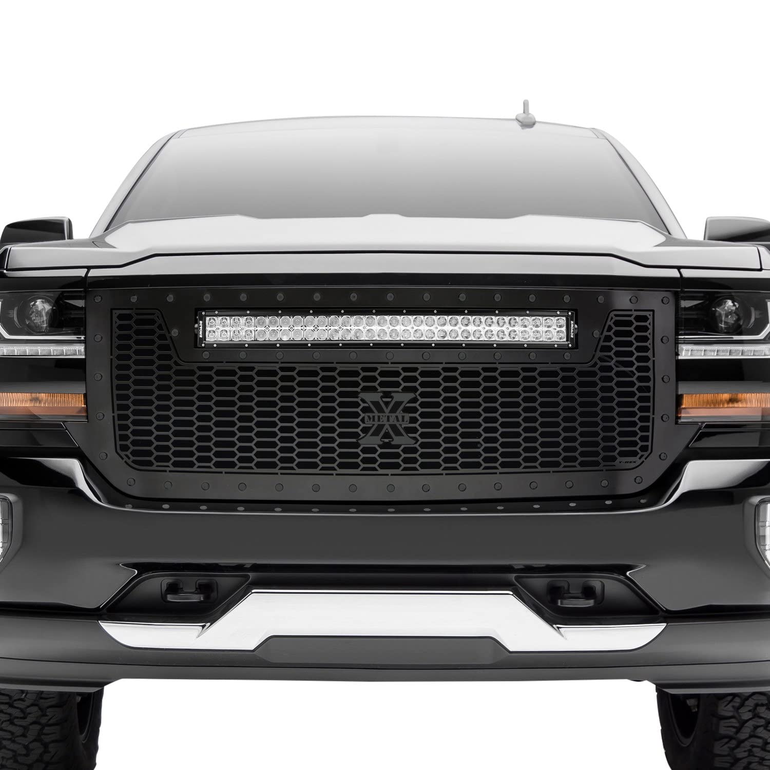 Stealth Laser Torch Grille, 2016-2018 Silverado 1500, Black, 1 Pc, Replacement, Black Studs with (1) 30" LED - PN #7311281-BR