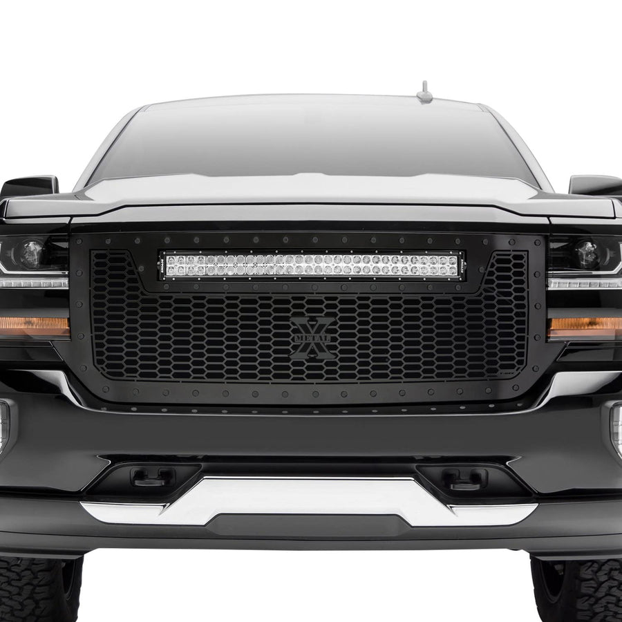 Stealth Laser Torch Grille, 2016-2018 Silverado 1500, Black, 1 Pc, Replacement, Black Studs with (1) 30" LED - PN #7311281-BR