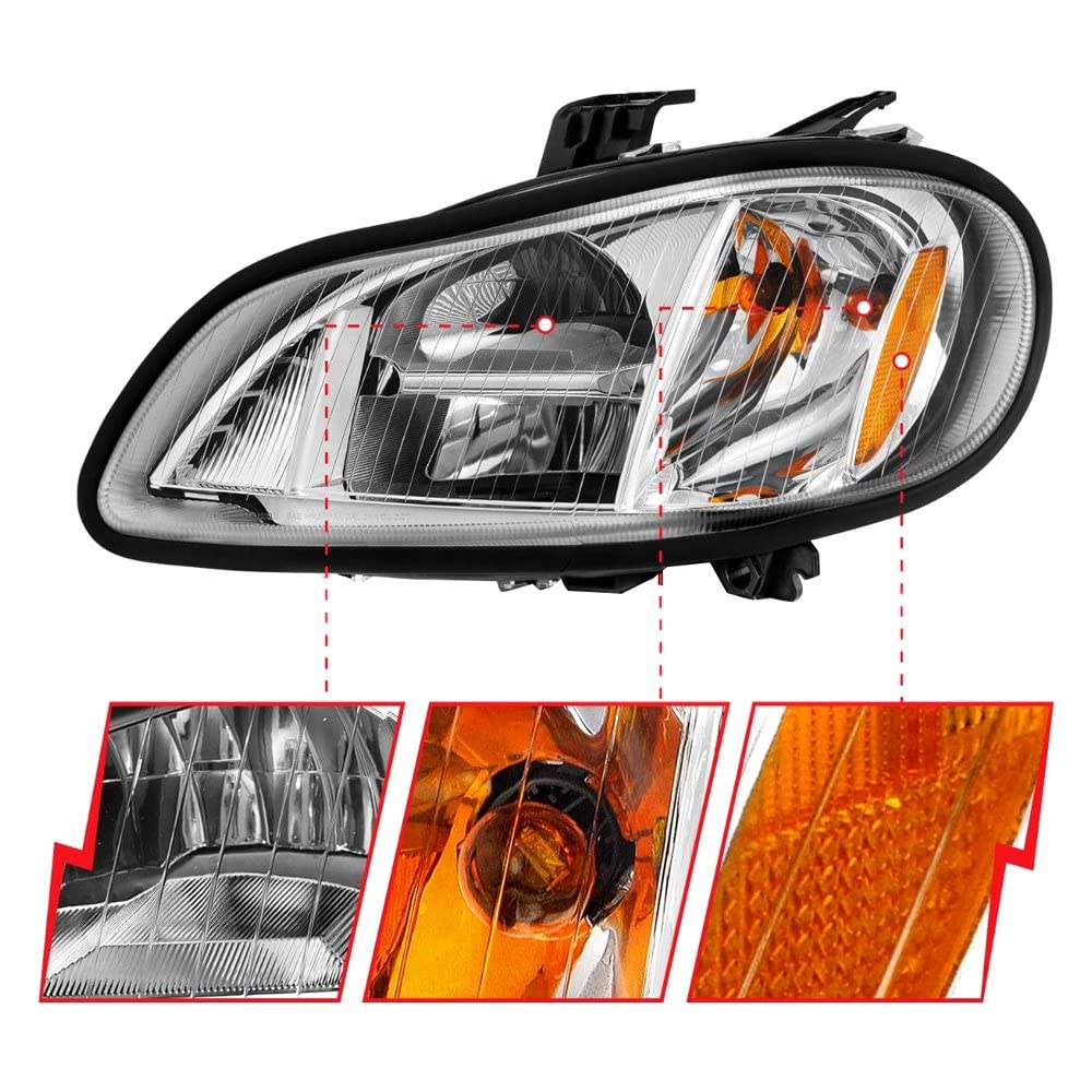 2002-2014 Freightliner M2 ANZO LED Crystal Headlights Chrome Housing w/Clear Lens (Pair) (131031)