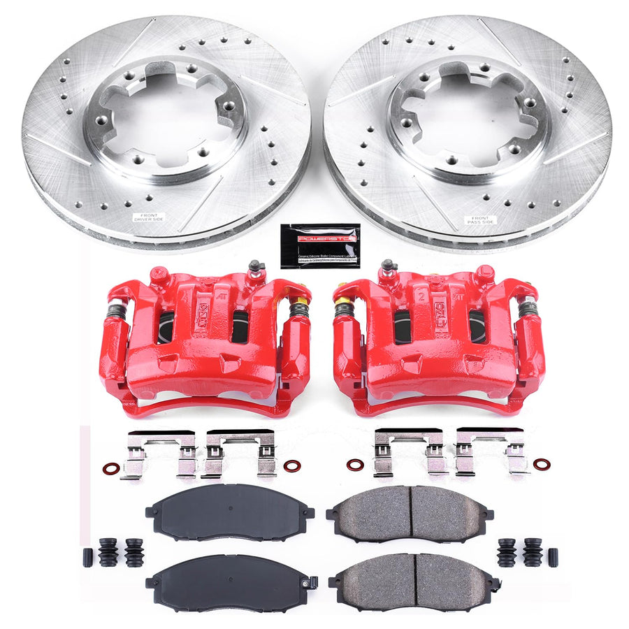 Power Stop Z23 Evolution Sport Front Caliper Brake Kit- Brake Rotor, Brake Caliper and Carbon-Fiber Ceramic Brake Pads For Nissan Frontier 2003-2004, Nissan Xterra 2000-2004 [Model Specific]