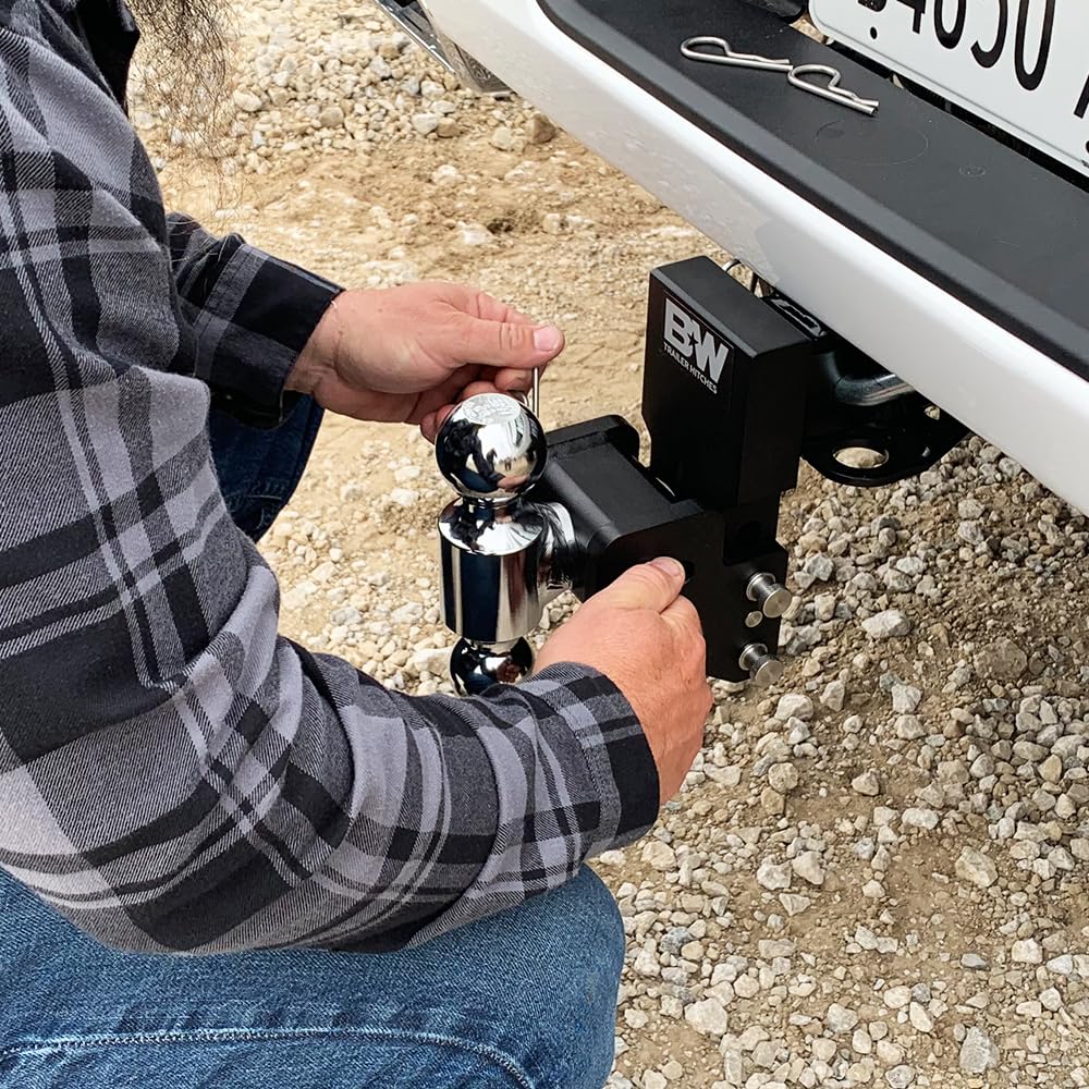 MultiPro B&W Trailer Hitches Tow & Stow Adjustable Trailer Hitch Ball Mount Compatible with MultiPro Tailgate - Fits 2" Receiver, Tri-Ball (1-7/8" x 2" x 2-5/16"), 2.5" Drop, 10,000 GTW - TS10064BMP