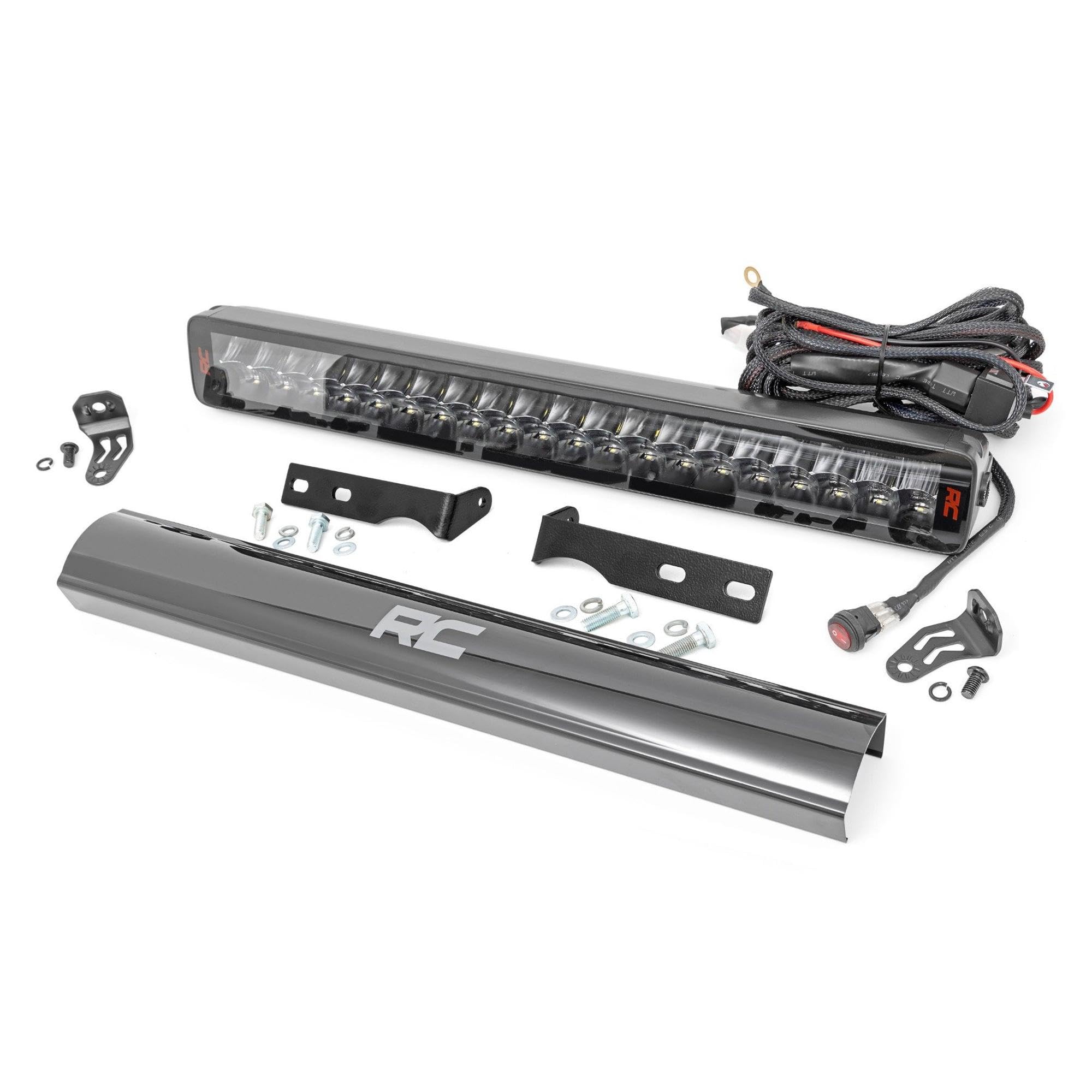 20" Rough Country Dual Row LED Light Bar Kit for Jeep Grand Cherokee WK2 (2011-2020) - Hidden Bumper Mount, 200W Spectrum Series, 18,000 Lumens, Combo Spot & Flood Beam