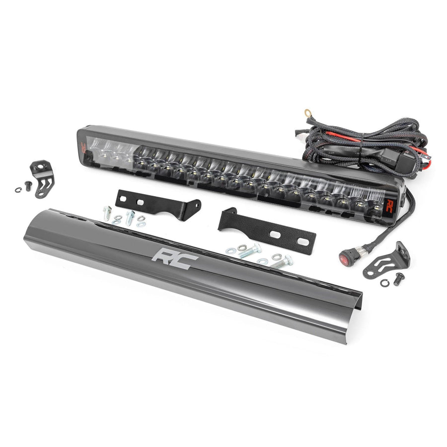20" Rough Country Dual Row LED Light Bar Kit for Jeep Grand Cherokee WK2 (2011-2020) - Hidden Bumper Mount, 200W Spectrum Series, 18,000 Lumens, Combo Spot & Flood Beam