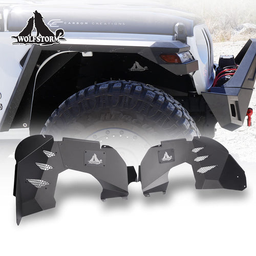 Front Fender Flares WOLFSTORM Liners for 2018-2026 Jeep Wrangler JL/JLU,2 PCS Steel Inner Front Fender Flares Liner Compatible for 2018-2026 Jeep Wrangler JL & JLU,Black