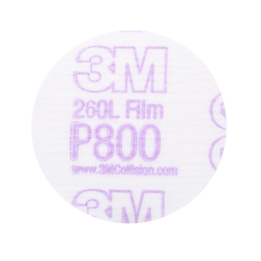 3M Hookit Finishing Film Abrasive Disc P800, 00910, 3 in, 50 discs per carton, 260L