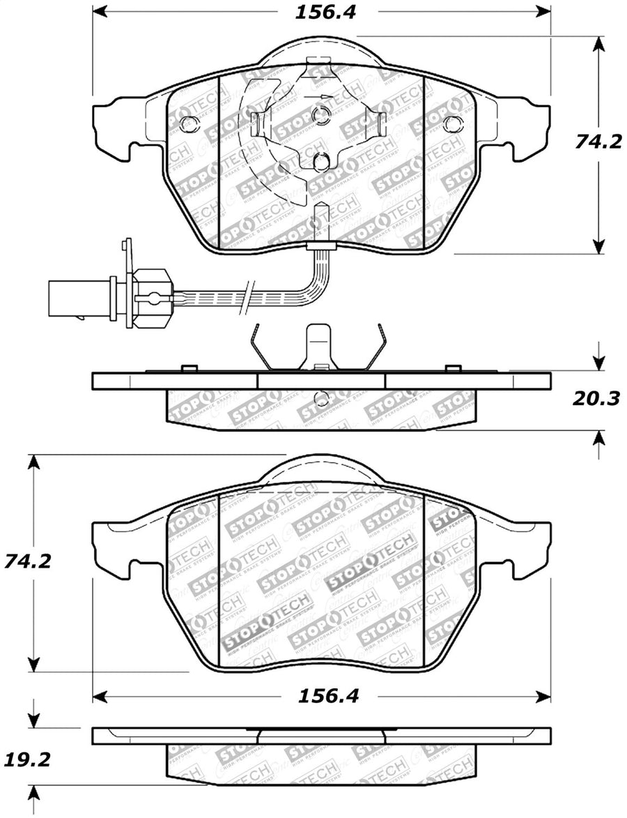 Front StopTech 308.08400 Brake Pads with Shims and Hardware Street