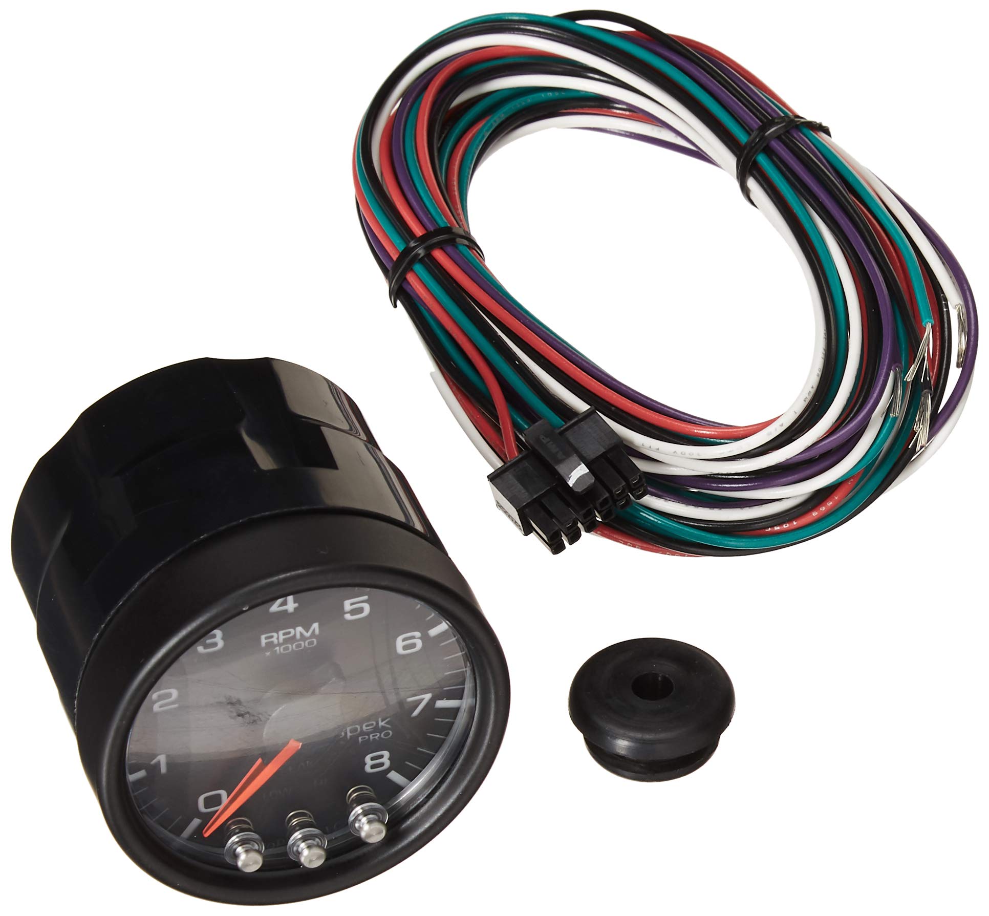 Gauge AUTO METER P33432 Tachometer (Spek-Pro Gauge, Tach, 2 1/16", 8K RPM,with Shift Light & Peak Mem, Blk/Blk, Spek-Pro)