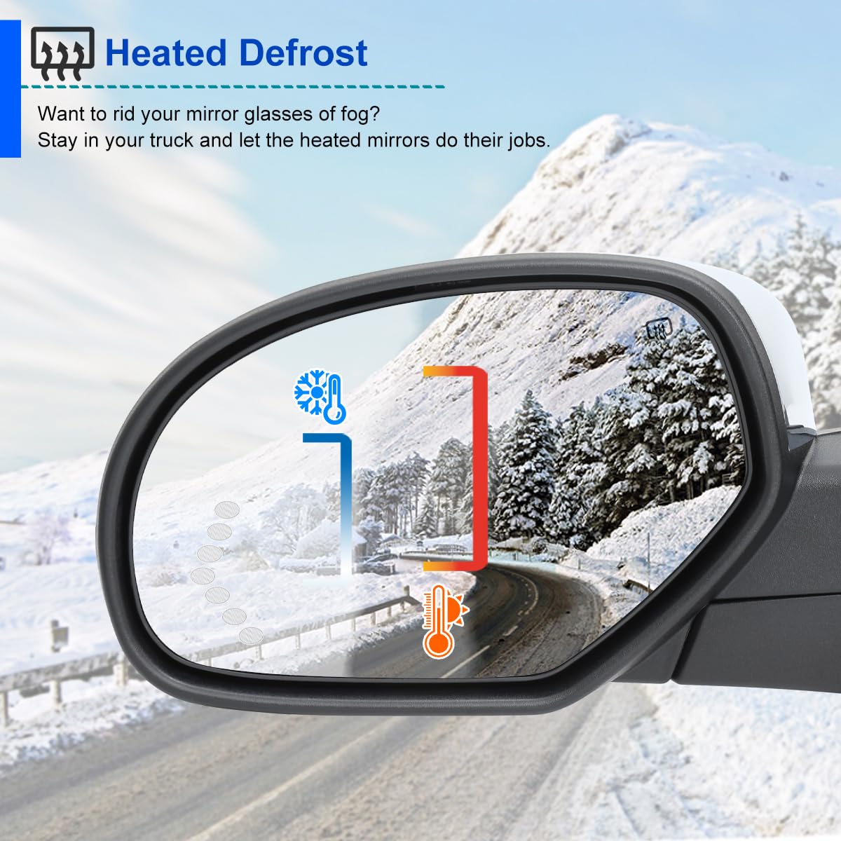 Spec-D Tuning Chrome Left Driver Side Power Heated Power Fold LED Arrow Mirror Compatible with 2007-2013 Chevy Silverado GMC Sierra
