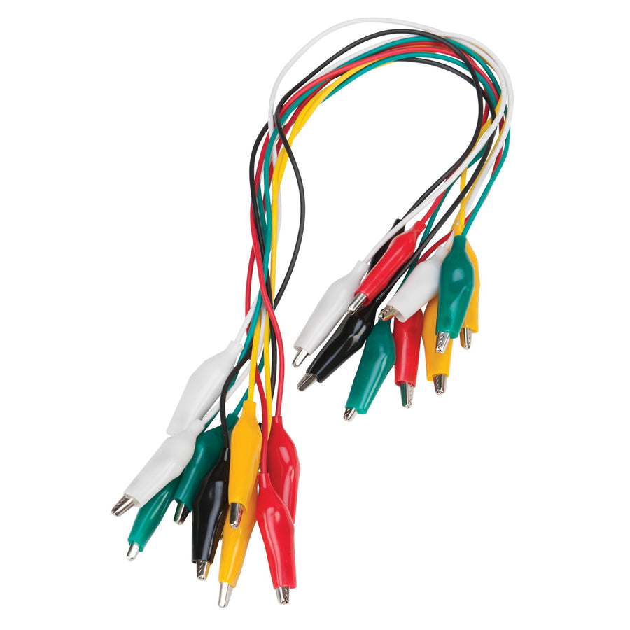 10pc Performance Tool W2936 Color Coded Alligator Clip Leads for Low Voltage Circuits - Double Ended Insulated Clips in Multicolors
