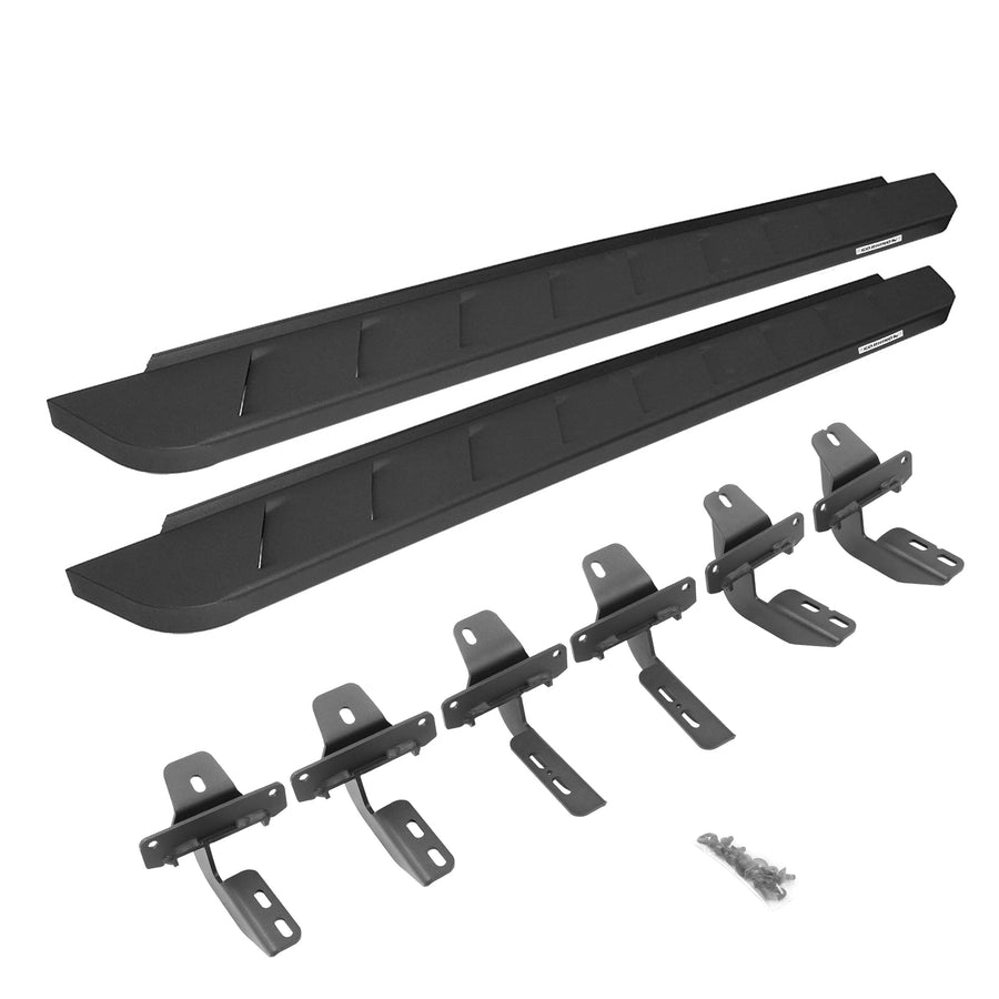 RB10 Running Board & Brackets Kit Go Rhino | Galvanized Steel, Textured Black | 63412973PC | Fits 2021-2025 Ford Bronco 4-Door (Excludes Bronco Sport)