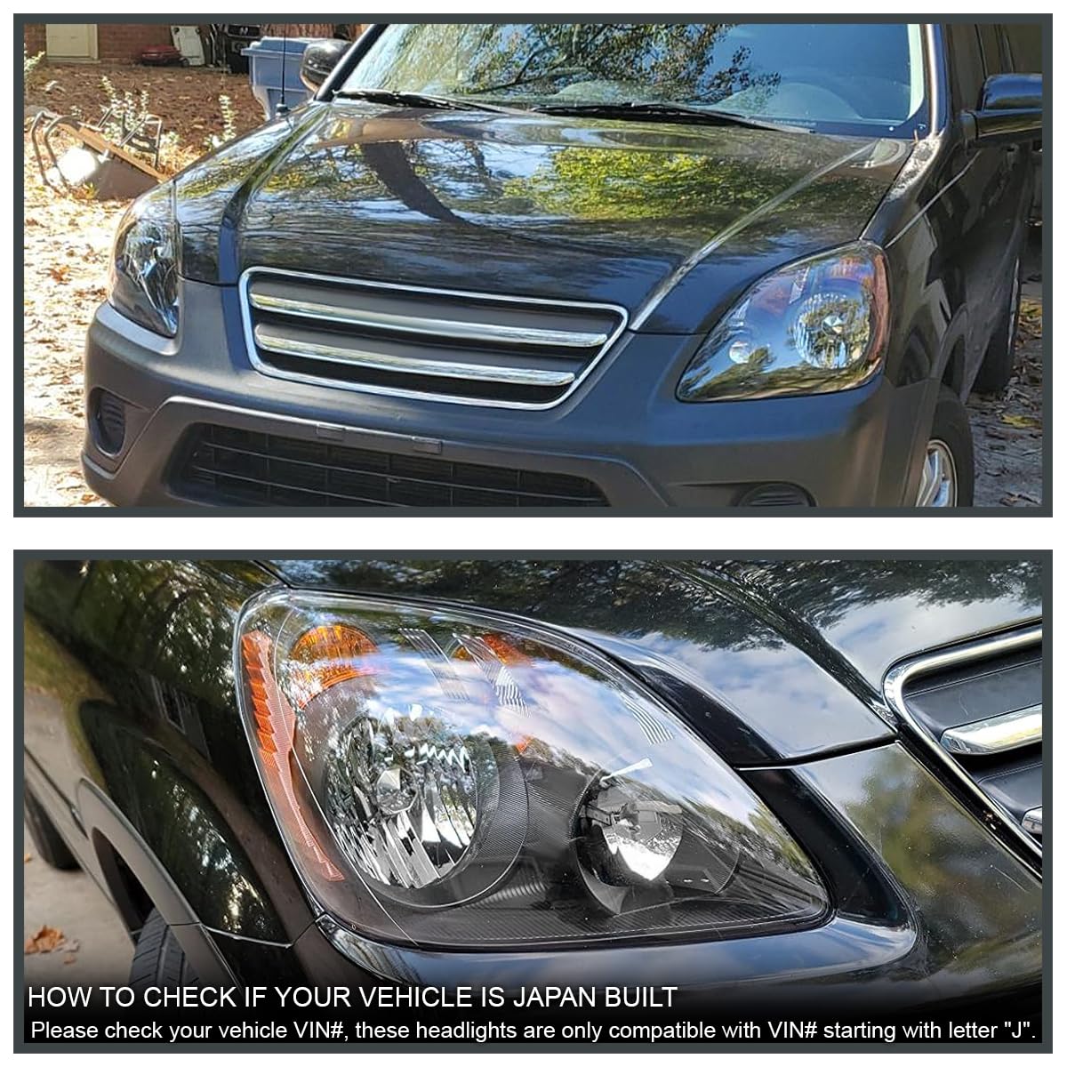 Black Headlights SPEC-D TUNING Compatible with 2005-2006 Honda CR-V models made in Japan only