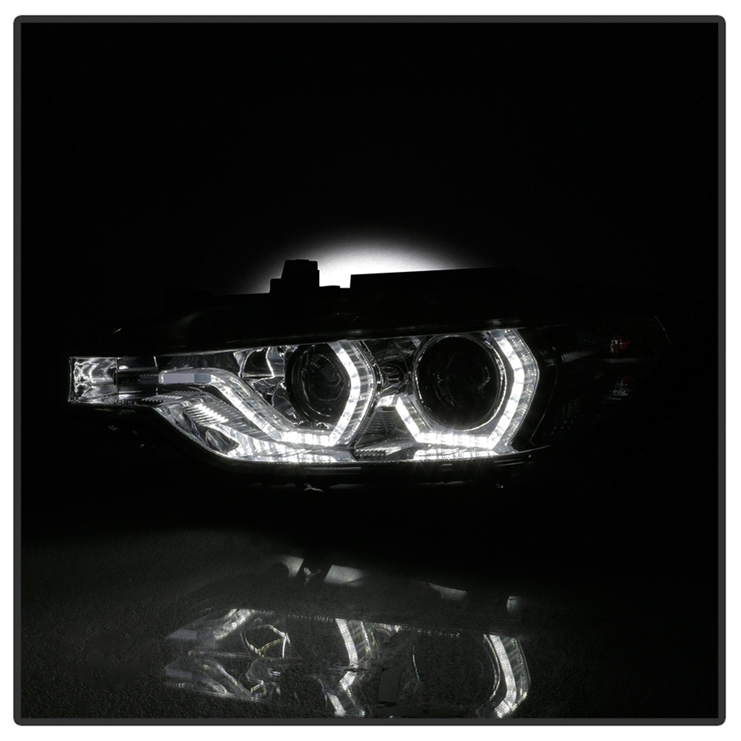 BMW F30 3 Series 2012-2014 Spyder 5084361 4DR Projector Headlights - LED DRL - Smoke