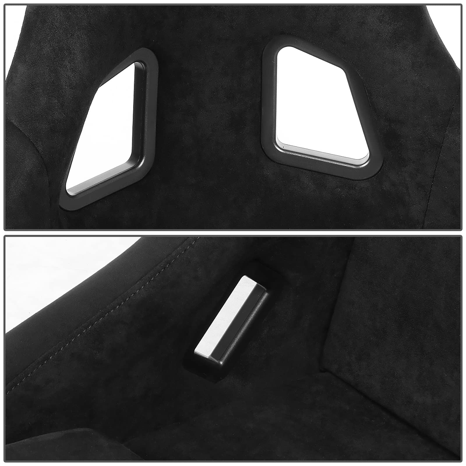 NRG Innovations Universal Fixed Back NRG-FRP-303BK-PRISMA Bucket Racing Seat for 5-Point Harnesses, Size M, Black Alcantara Material, 22" W X 34" H X 16" D