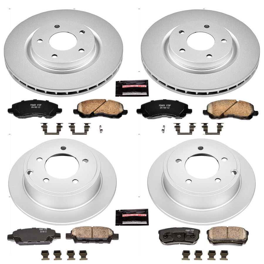 Power Stop CRK2840 Brake Rotor & Coated Ceramic Brake Pads- front & rear For Chrysler 200, Chrysler Sebring, Dodge Avenger, Dodge Caliber, Jeep Compass, Jeep Patriot, Mitsubishi La [Model Specific]