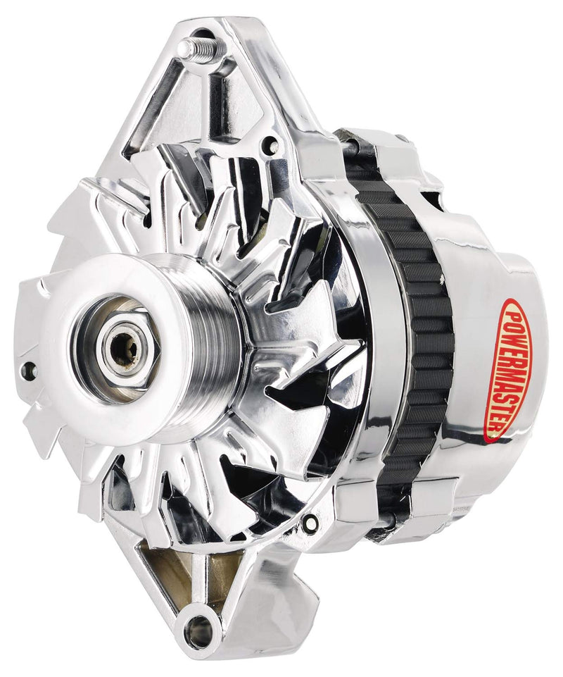 Alt GM CS130 Powermaster Chrome 140A 6 grv Pulley Str MTG 7.24" 1-Wire or OE Hookup