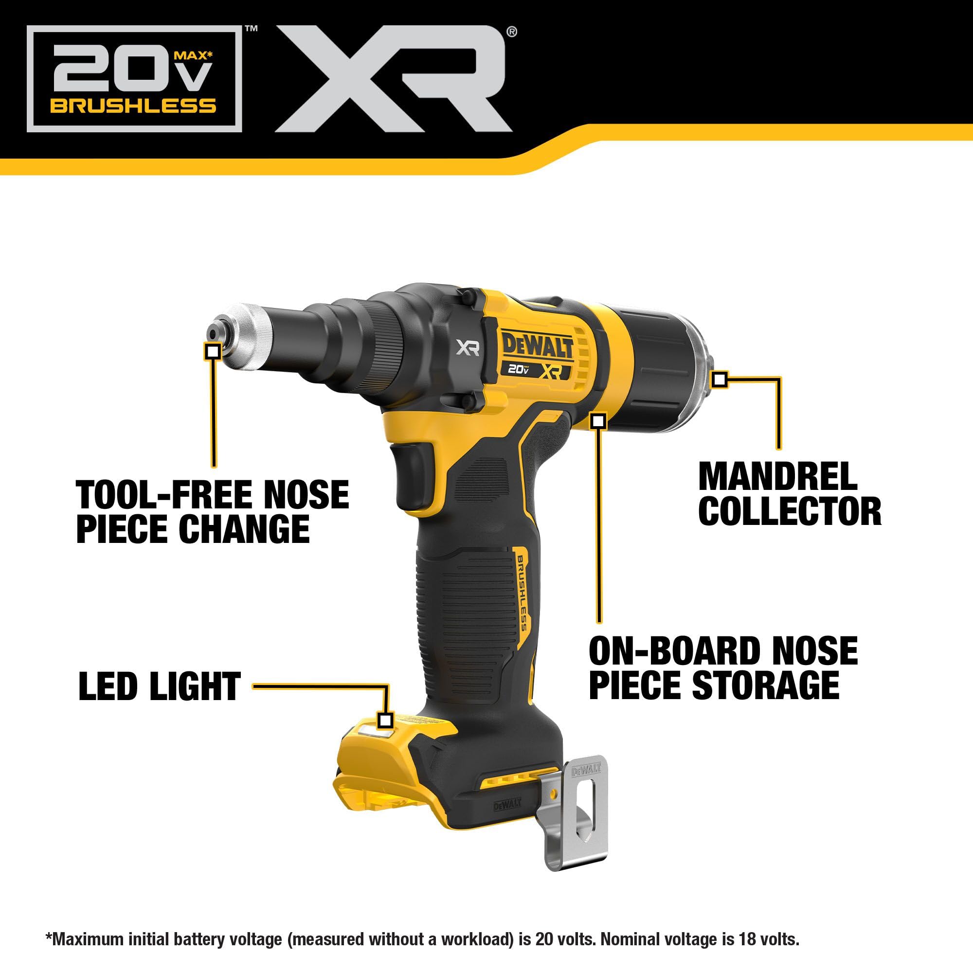 20V MAX XR DEWALT Cordless Rivet Tool, 3/16", Bare Tool Only (DCF403B)
