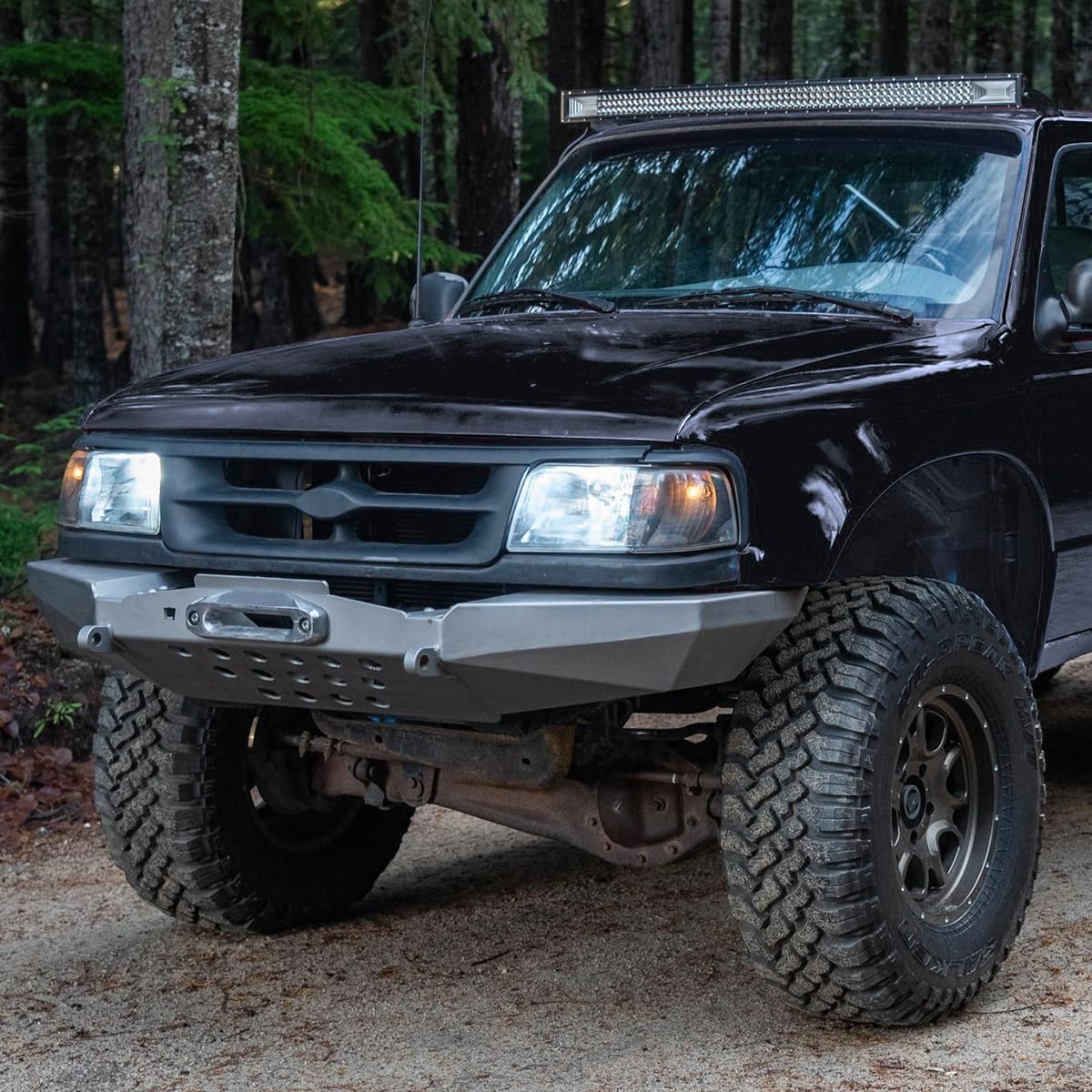 Black Housing SPEC-D TUNING Clear Lens 1PC LED Strip Headlights + Corner Lights Compatible with 1993-1997 Ford Ranger L+R Pair Head Light Lamp Assembly