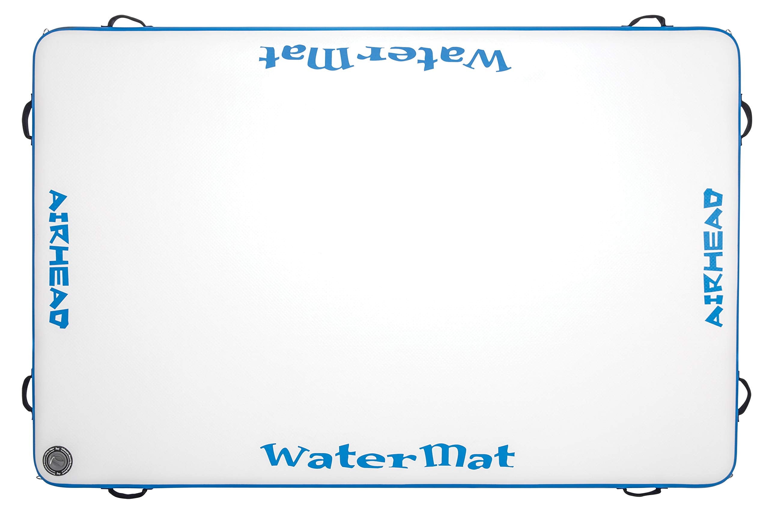 Airhead AIR Inflatable Deck WATERMAT, 8 ft. w Pump, White/Blue