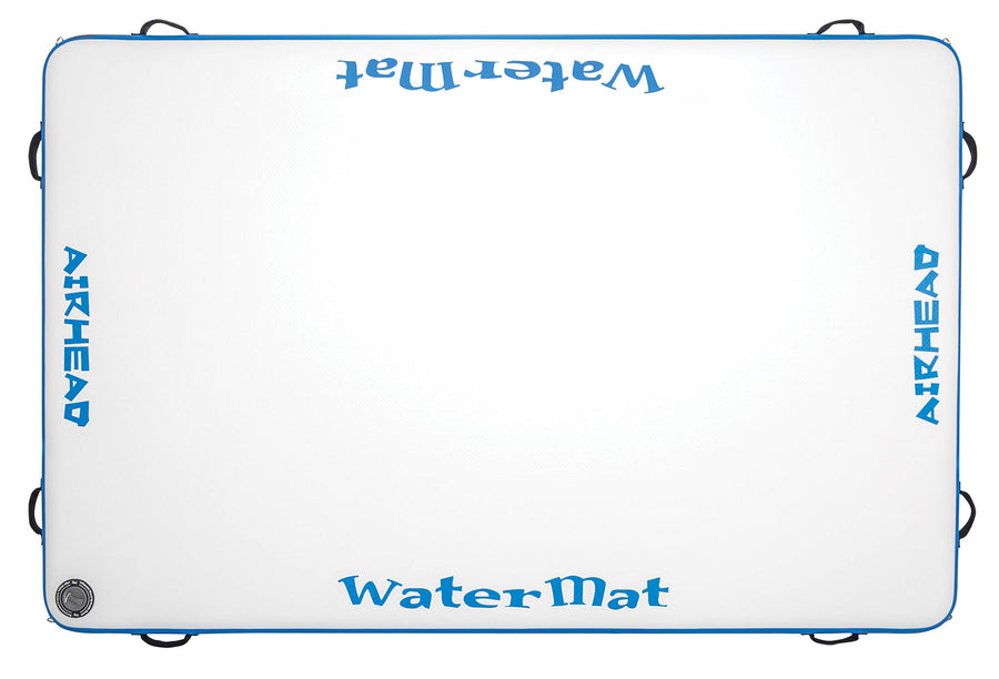 Airhead AIR Inflatable Deck WATERMAT, 8 ft. w Pump, White/Blue
