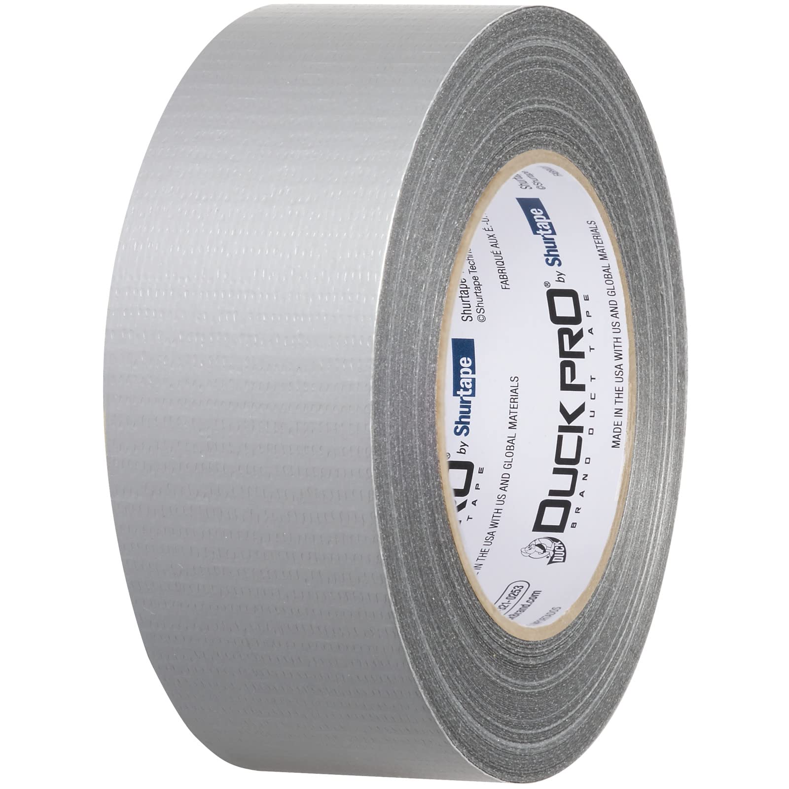 Shurtape Duck Pro Utility Grade, Co-Extruded Cloth Duct Tape for Packaging, Sealing, Waterproofing, 48mm x 60yd, 6.0 mil, Silver, 1 Roll (105449)