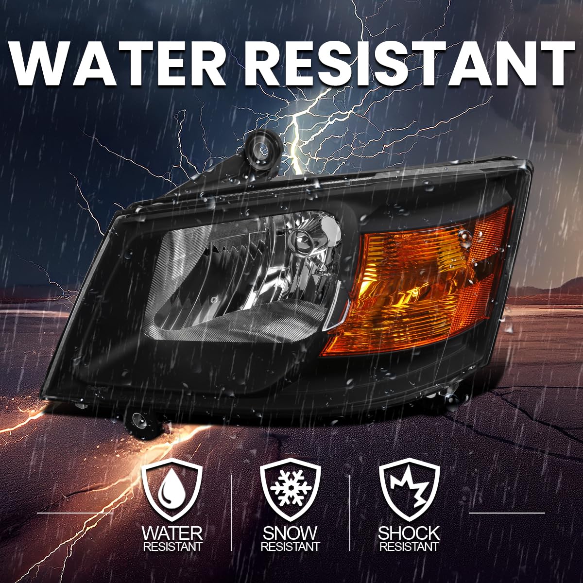 Black Headlights SPEC-D TUNING Compatible with 2008-2010 Dodge Grand Caravan L+R Pair Head Light Lamp Assembly