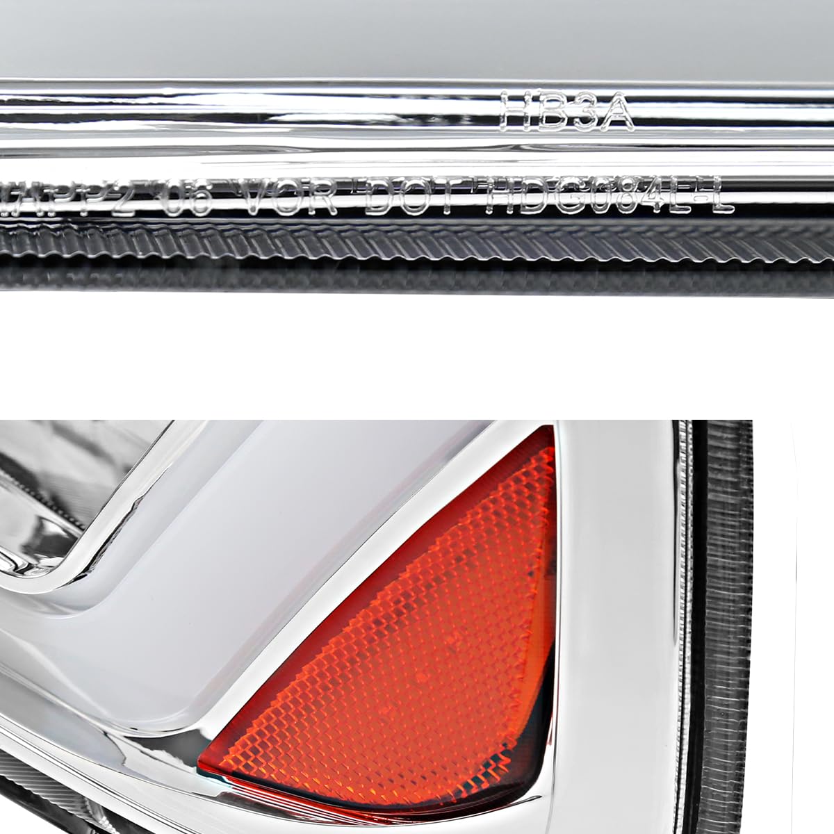 Chrome Headlights SPEC-D TUNING w/Fiber Optic LED Strip and Turn Signal Light Compatible with 2006-2010 Dodge Charger 4Dr Sedan, Left + Right Pair Headlamp Assembly