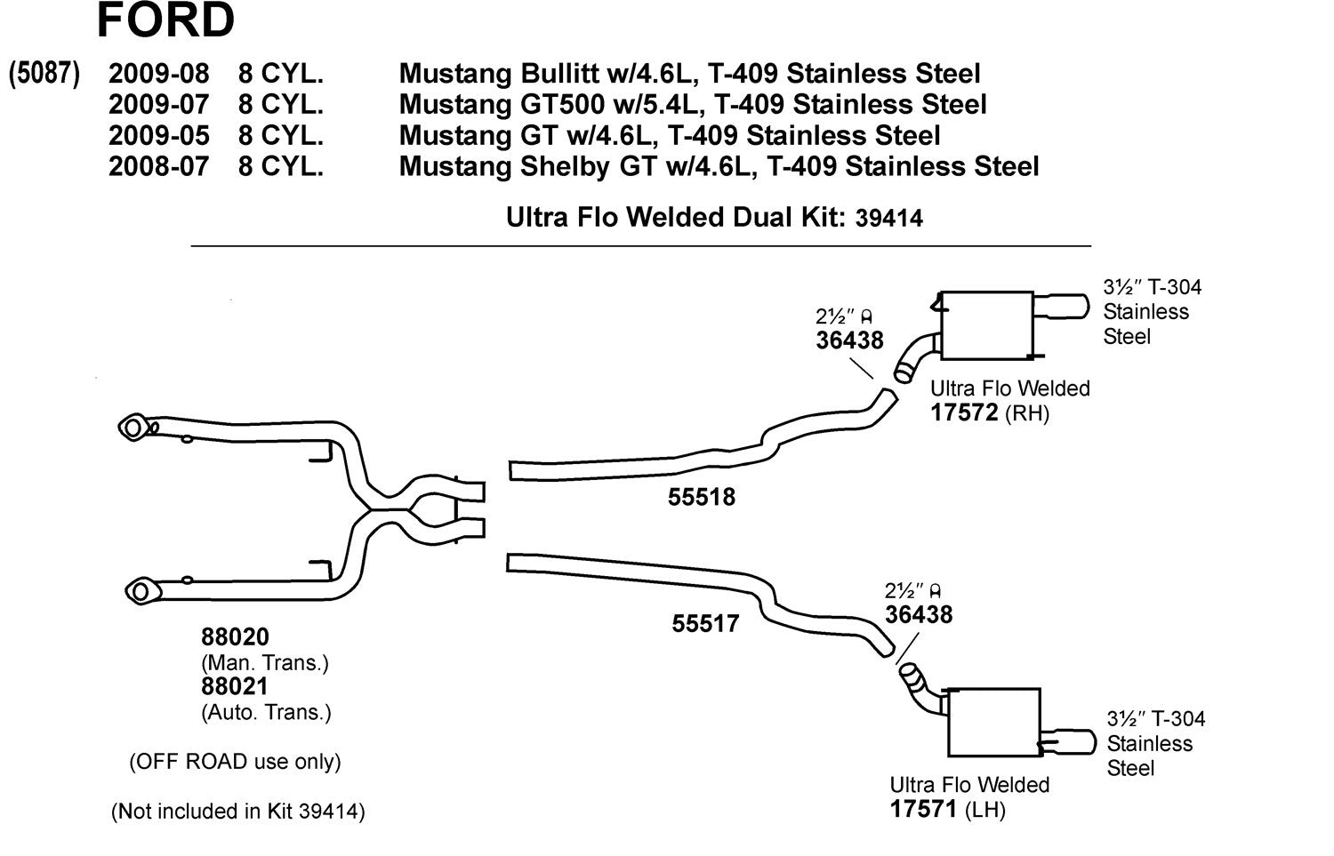 Ultra Flo Dynomax 17572 Exhaust Muffler for Ford Mustang