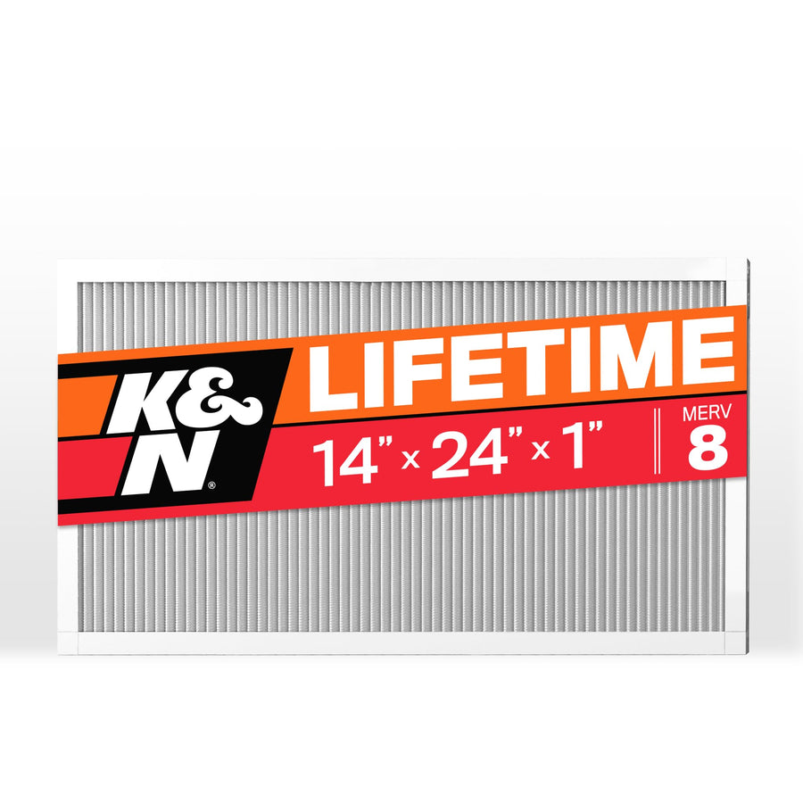 K&N HVAC Furnace Air Filter 14X24X1, Lasts a Lifetime, Washable, Merv 8, the Last Filter You Will Ever Buy, Breathe Safely at Home or in the Office, HVC-8-11424