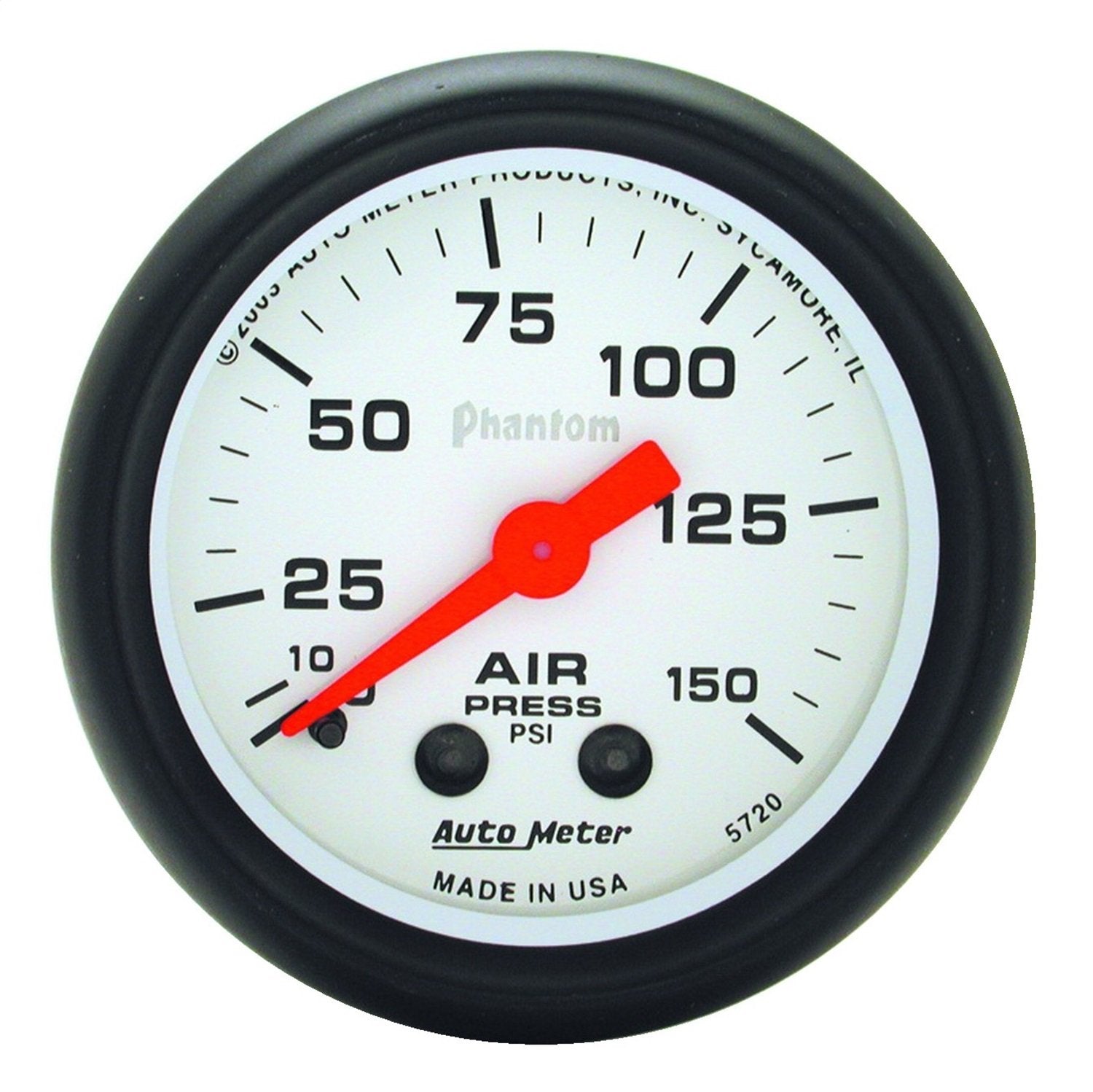 Auto Meter Phantom 5720 Mechanical Air Pressure Gauge Regular, Air Pressure - 2 1/16"