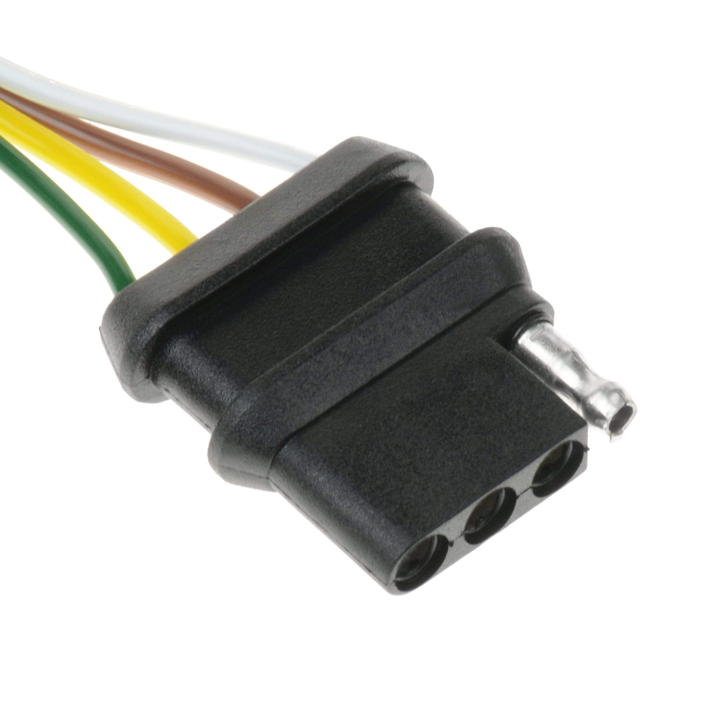 4-Way T-H Marine Trailer Side Connector – 24 in Wiring Extension with Color-Coded Wires for 12V DC Vehicle to Trailer Brake Turn Tail Light Hookup