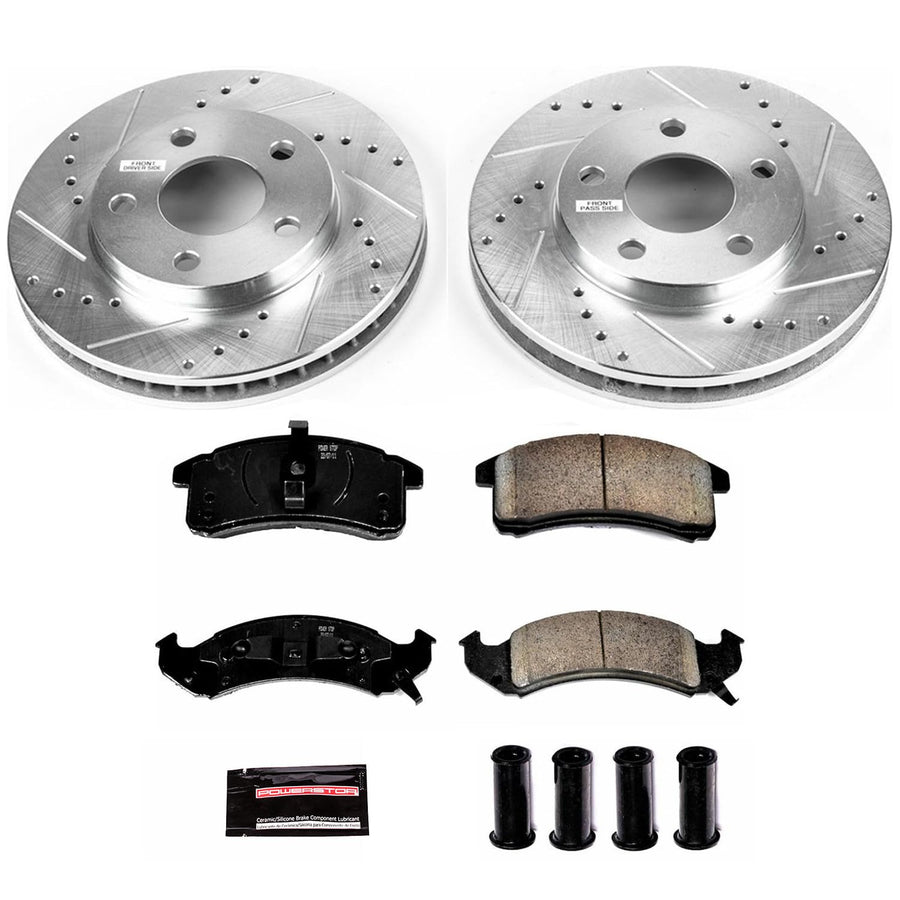 Power Stop K1532 Z23 Carbon Fiber Brake Pads with Drilled & Slotted Brake Rotors Kit