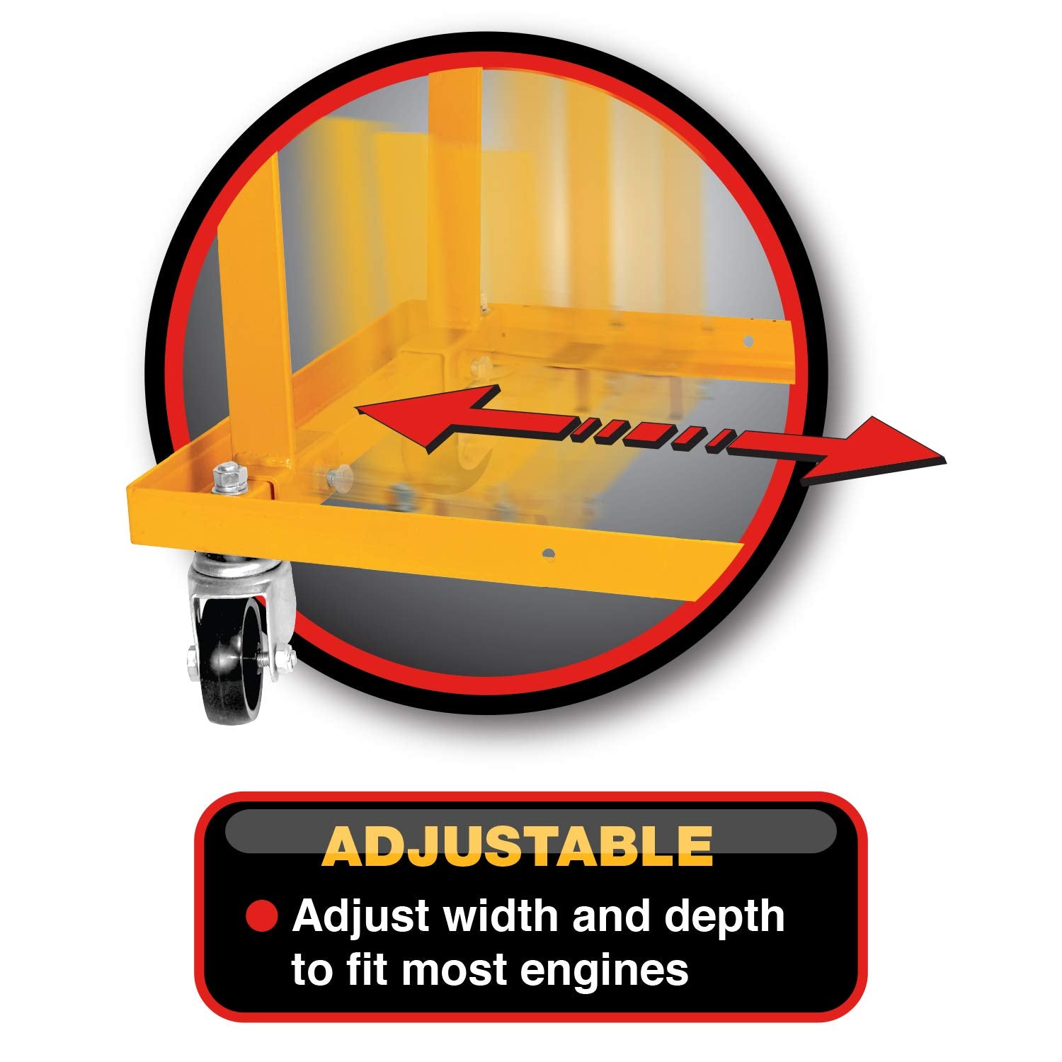 Rolling Engine Stand Performance Tool W41037 with Straps for Vehicle Maintenance, Yellow, 750-lb Capacity