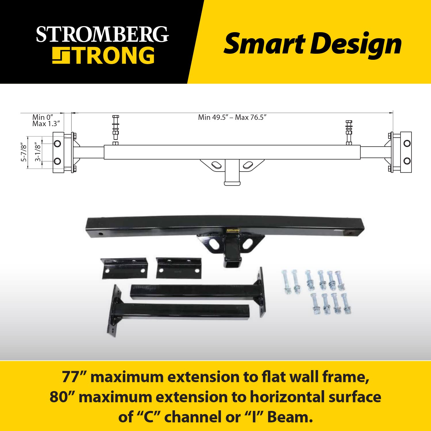 Stromberg Carlson Adjustable CC-300 Accessory Hitch - Hitch Receiver for Bike Rack and Carriers, Ideal for Back of Camper, Travel Trailer & RV, Camper Trailer Hitch, Adjustable Truck Hitch, Black