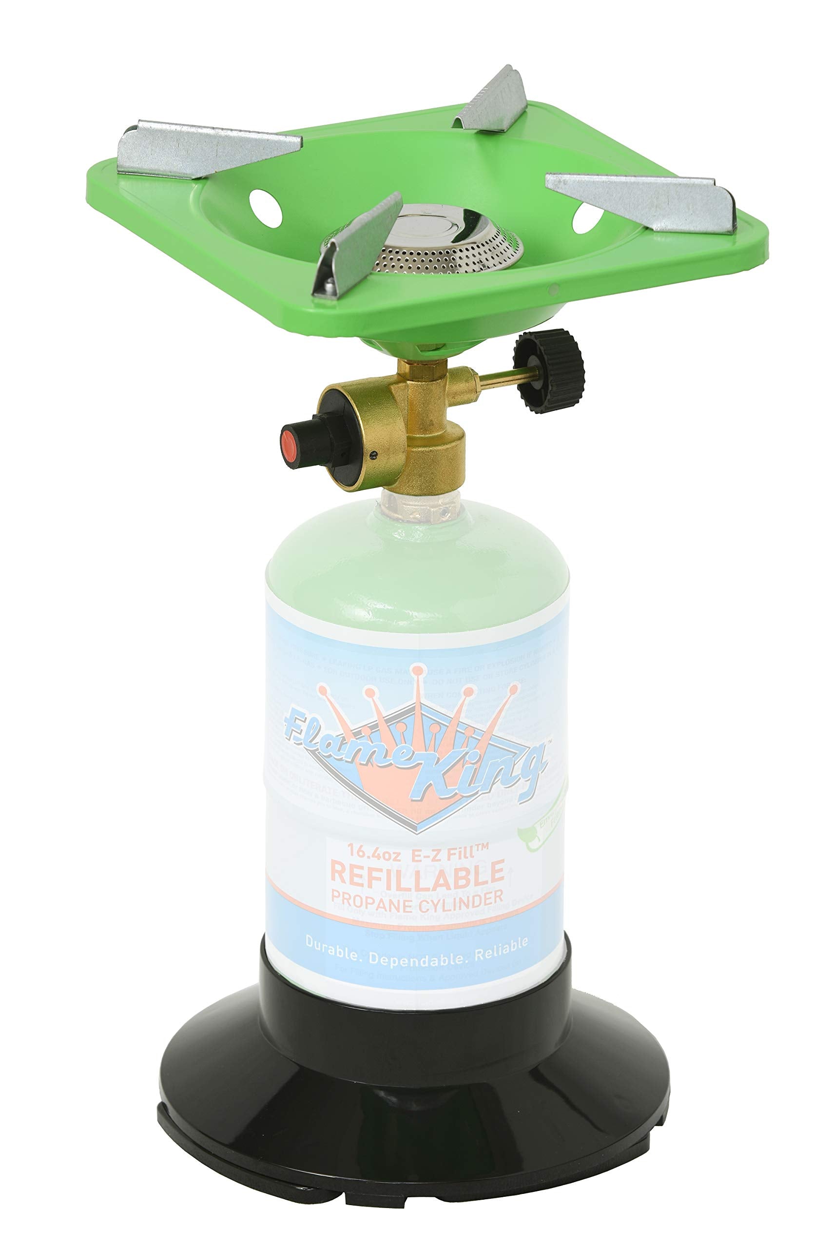 Portable Flame King YSNVT-508 Camping BottleTop Stove with Stable Lightweight Base Stand, Great for Outdoor Cooking, Backpacking, Compatible with 1LB Propane Gas Bottle